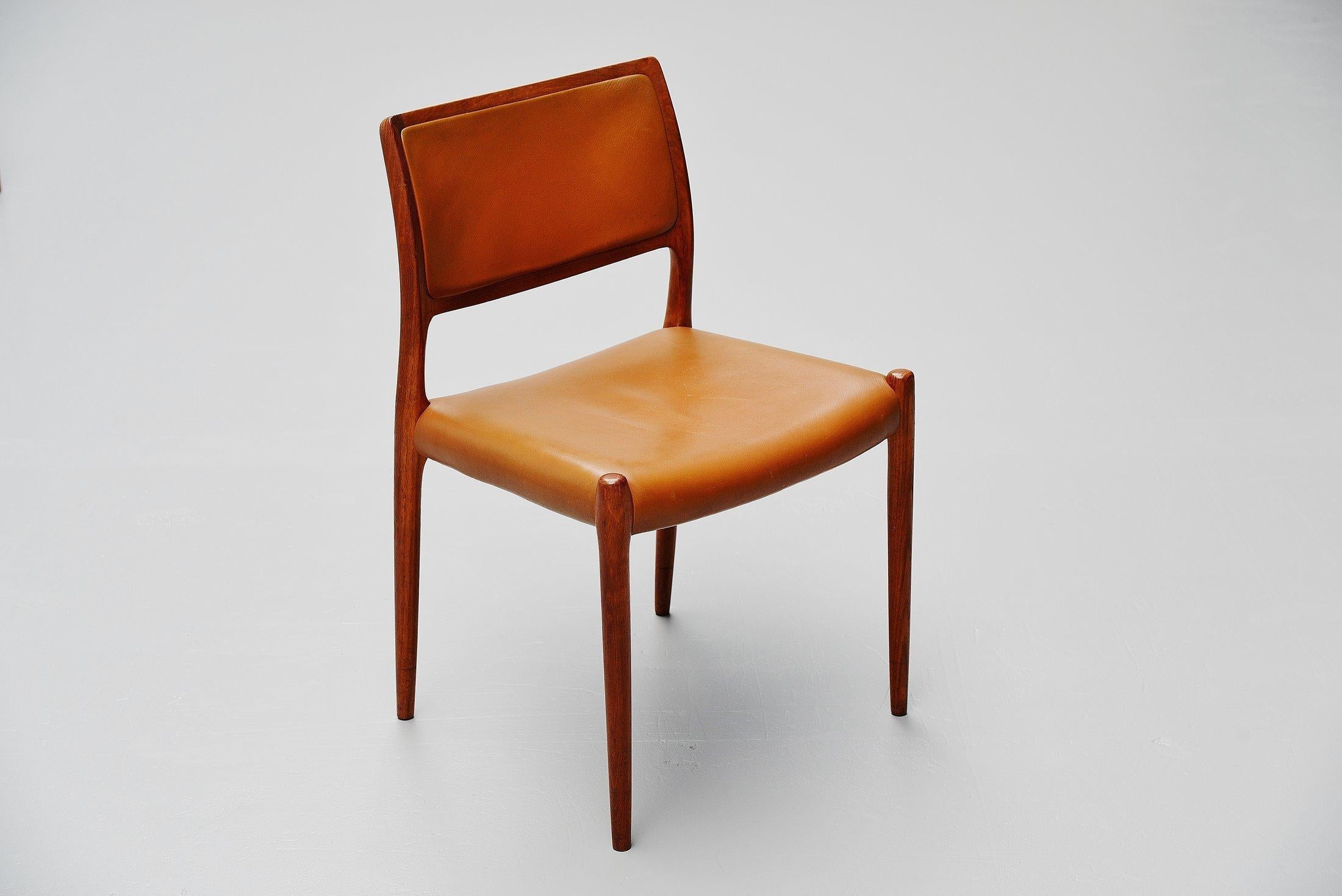 Niels Moller Model 80 Teak Chairs 8x Denmark 1966 In Good Condition In Roosendaal, Noord Brabant