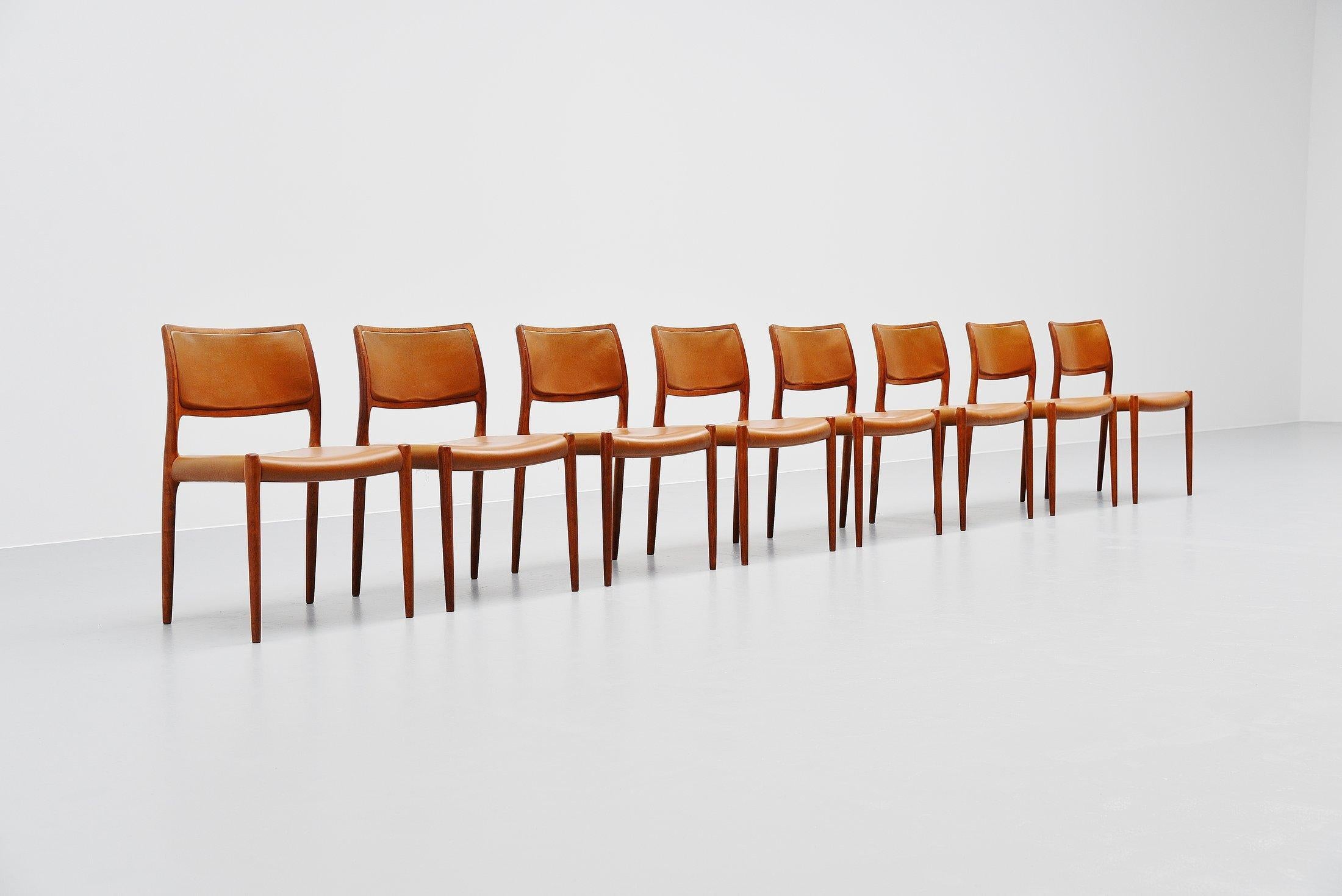 Niels Moller Model 80 Teak Chairs 8x Denmark 1966 1