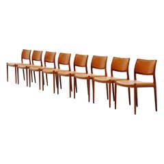 Niels Moller Model 80 Teak Chairs 8x Denmark 1966