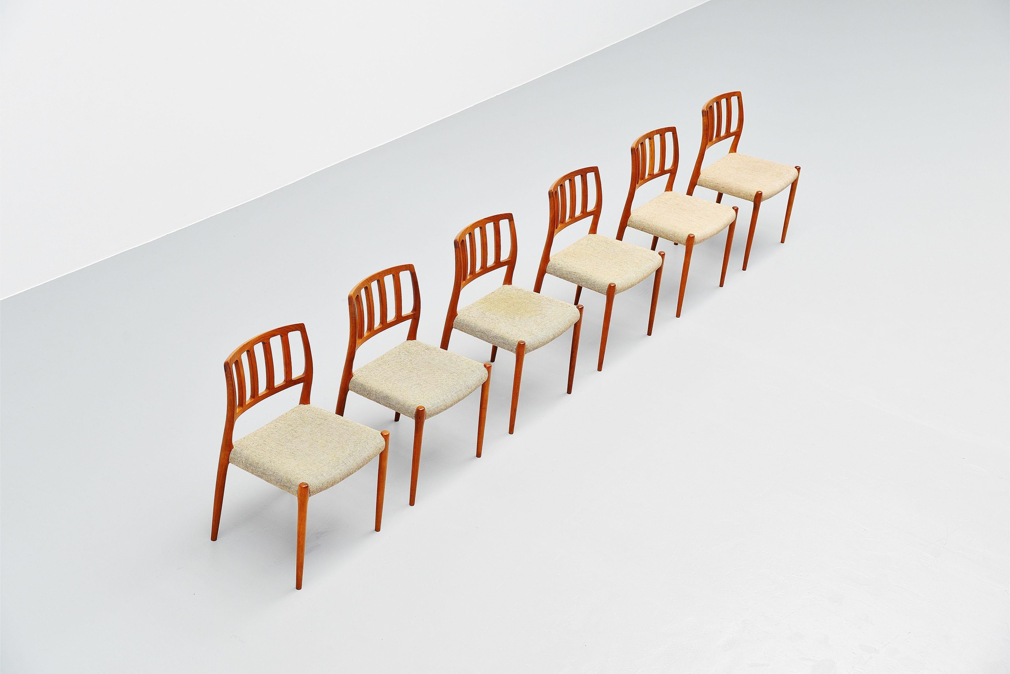 Niels Moller Model 83 Teak Dining Chairs, Denmark, 1974 In Good Condition In Roosendaal, Noord Brabant