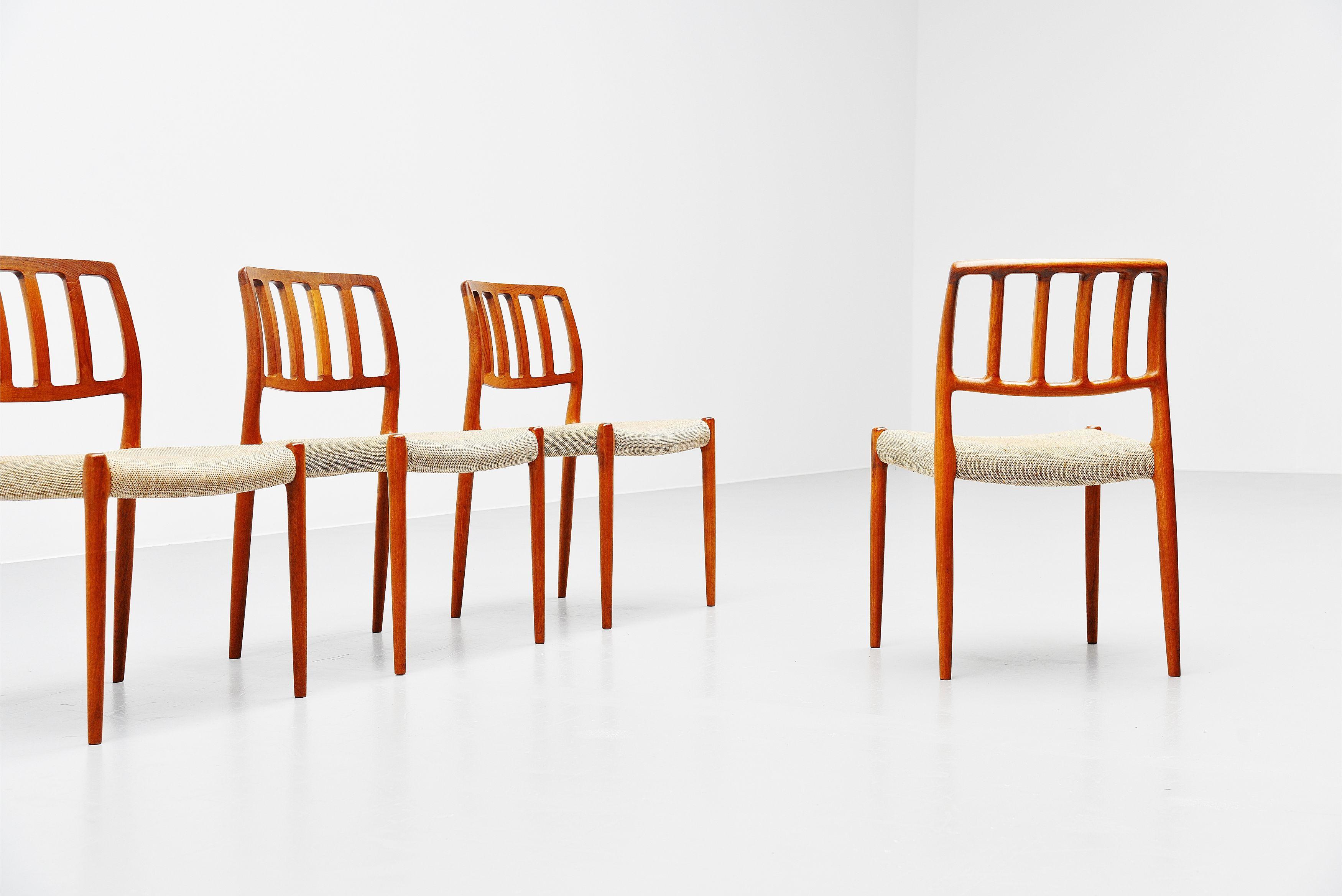 Late 20th Century Niels Moller Model 83 Teak Dining Chairs, Denmark, 1974