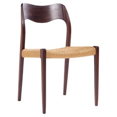 Niels Moller Model Mid Century Danish Rosewood and Cord Dining Chair