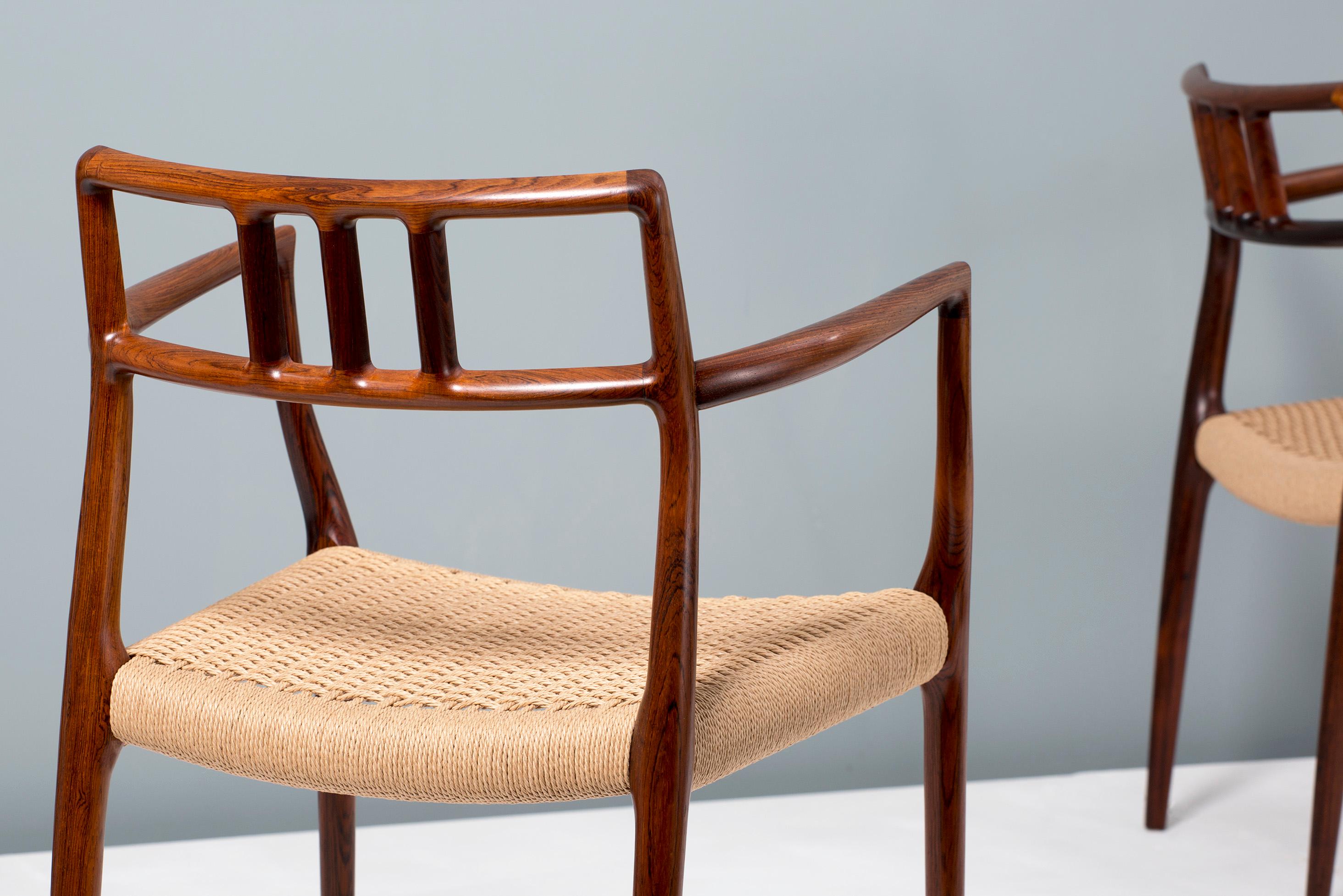 Scandinavian Modern Niels Møller Model Rosewood Model 64 Chairs, 1966