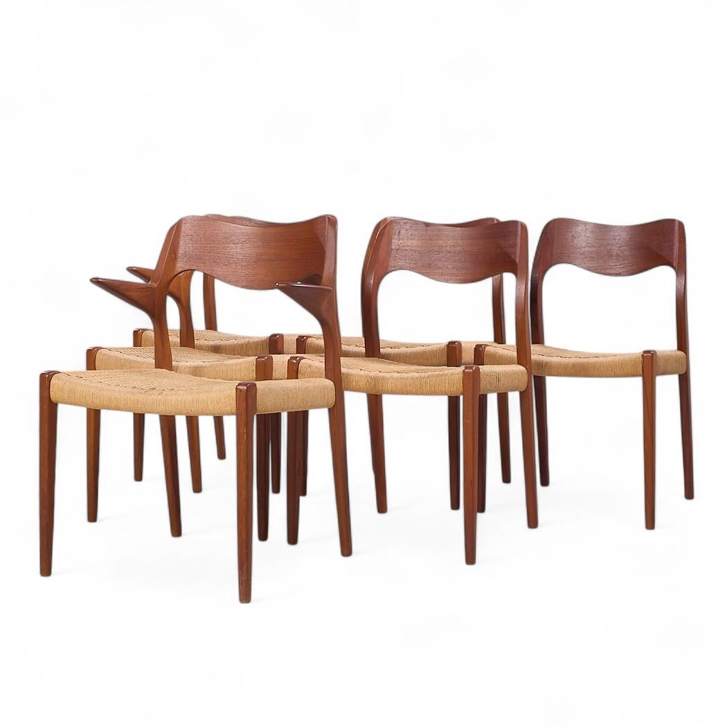 Niels Moller Modelle 55/71 Mid Century Danish and Rope Dining Chairs - 6er Set (Moderne der Mitte des Jahrhunderts) im Angebot