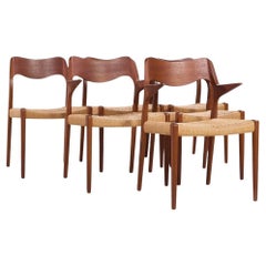 Niels Moller Models 55/71 Mid Century Danish and Rope Dining Chairs - Set of 6