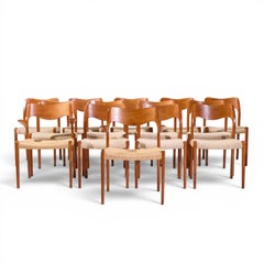 Sedie da pranzo danesi in teak Niels Moller modelli 55 e 71, stile Mid-Century - Set da 12