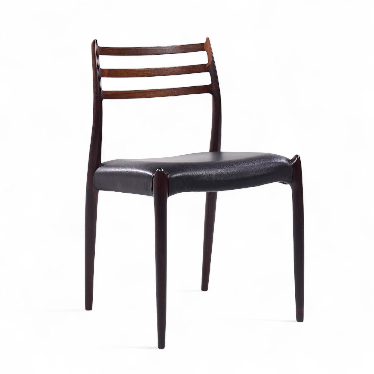 Niels Moller Modelos 78 y 62 Sillas de comedor danesas de mediados de siglo de palisandro - Juego de 6 en Bueno estado para la venta en Countryside, IL