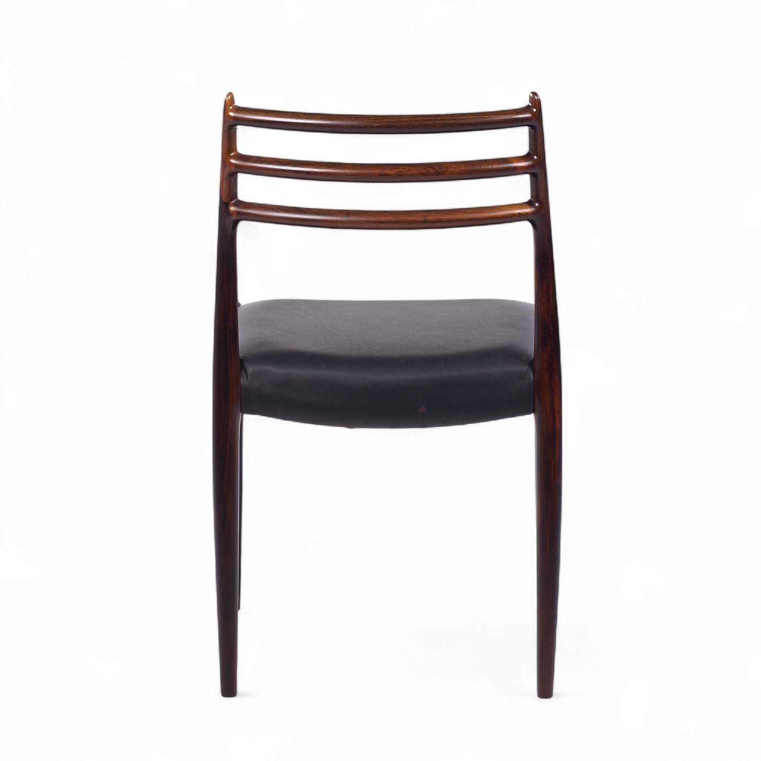 Niels Moller Modelos 78 y 62 Sillas de comedor danesas de mediados de siglo de palisandro - Juego de 6 finales del siglo XX en venta