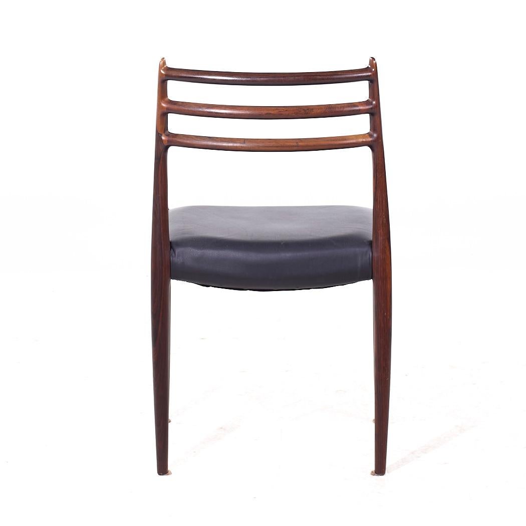 Sedie da pranzo in palissandro danese del metà secolo Niels Moller Model 78 e 62 - Set di 6 in vendita 1