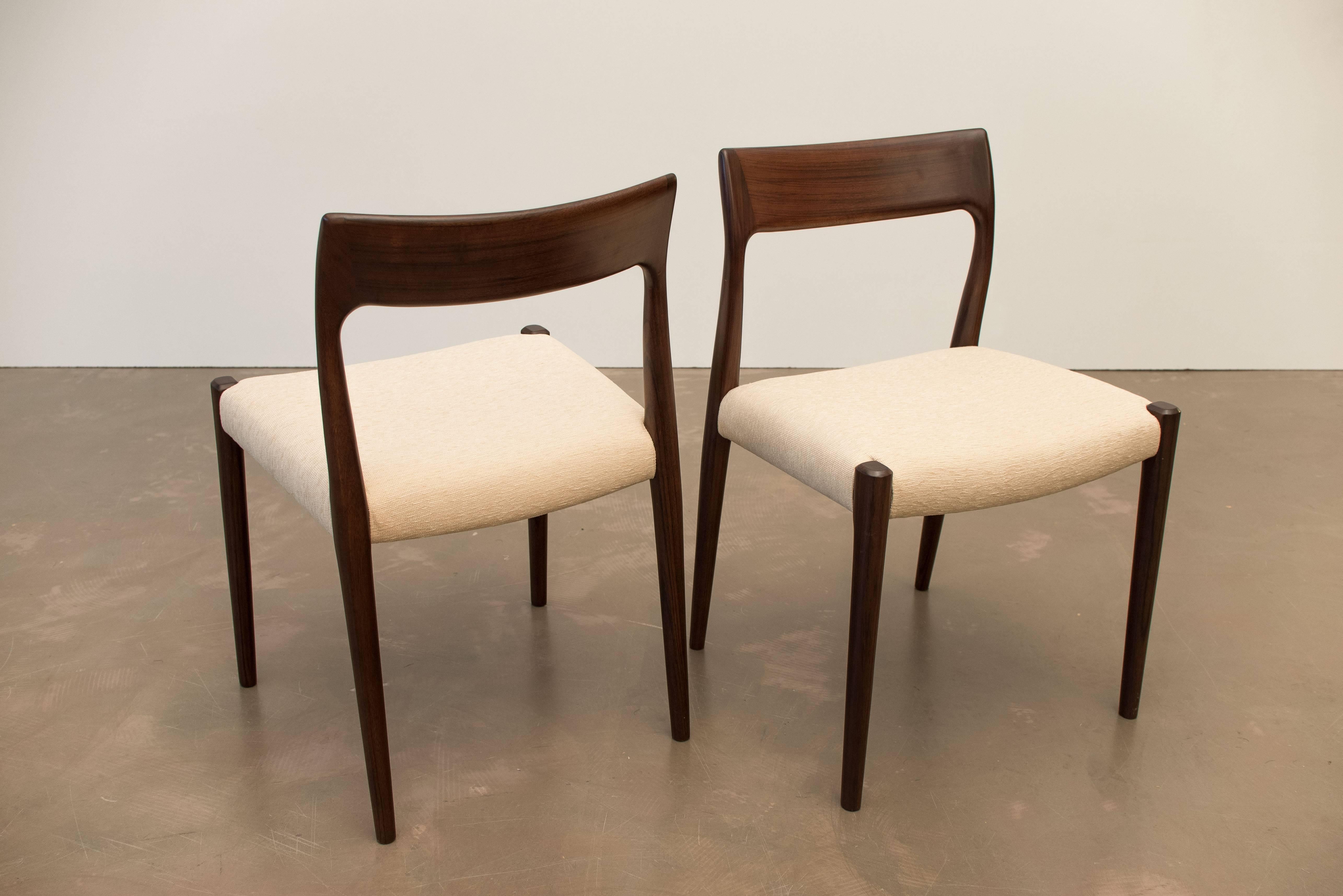 Mid-Century Modern Niels Møller No. 77 Set Chairs, Modern Scandinavia, 1970