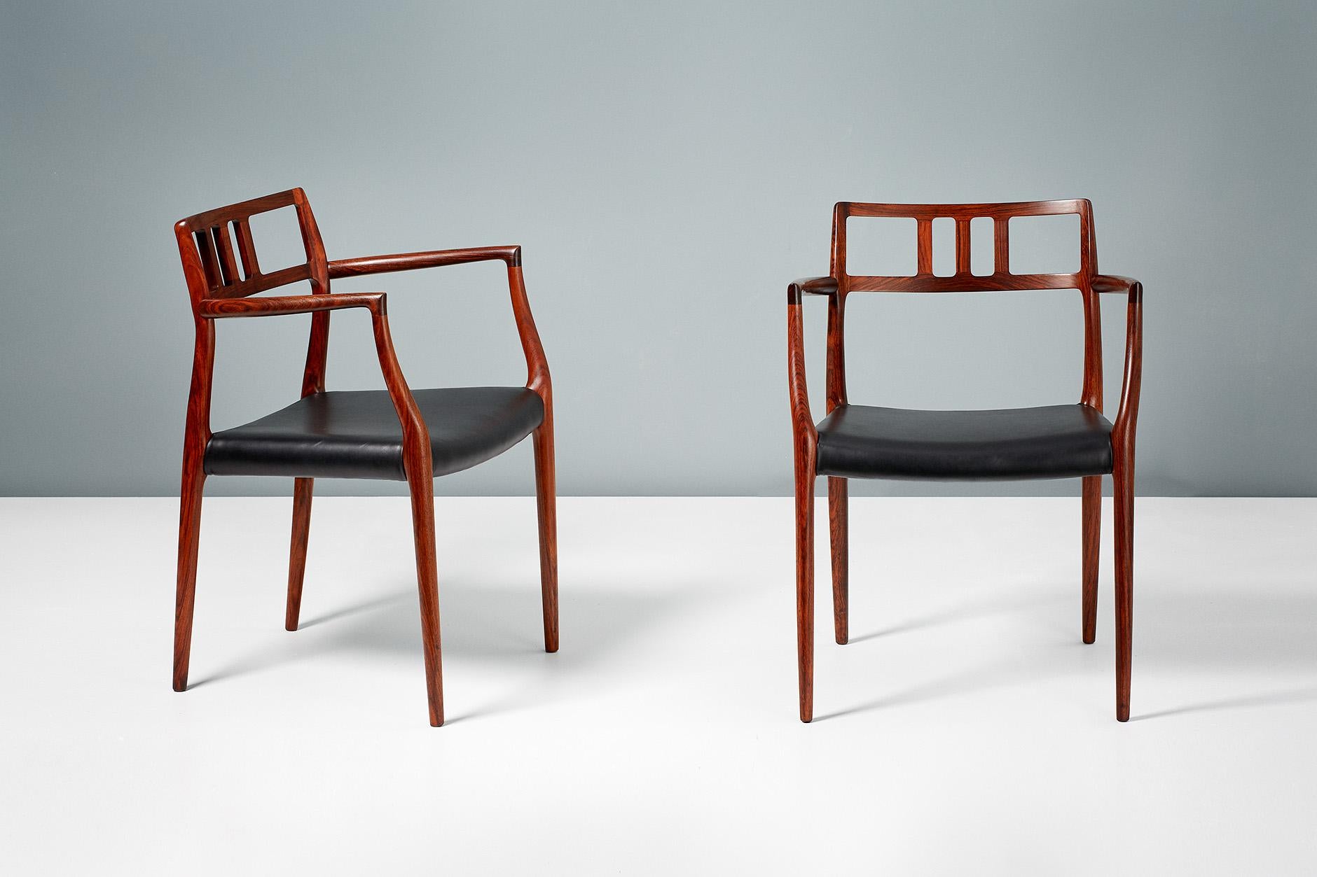 Danish Niels Moller Pair of Rosewood Model 64 Chairs