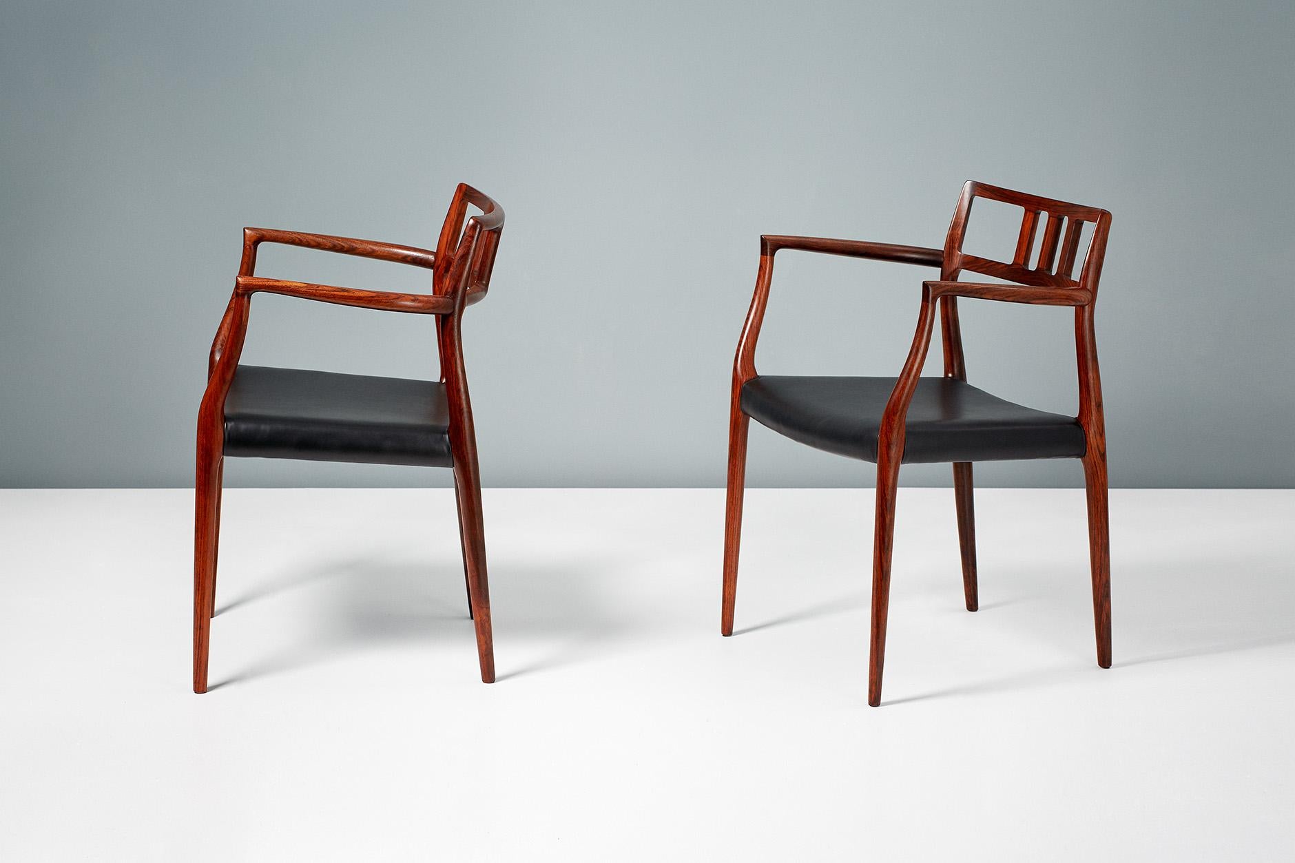 Mid-20th Century Niels Moller Pair of Rosewood Model 64 Chairs