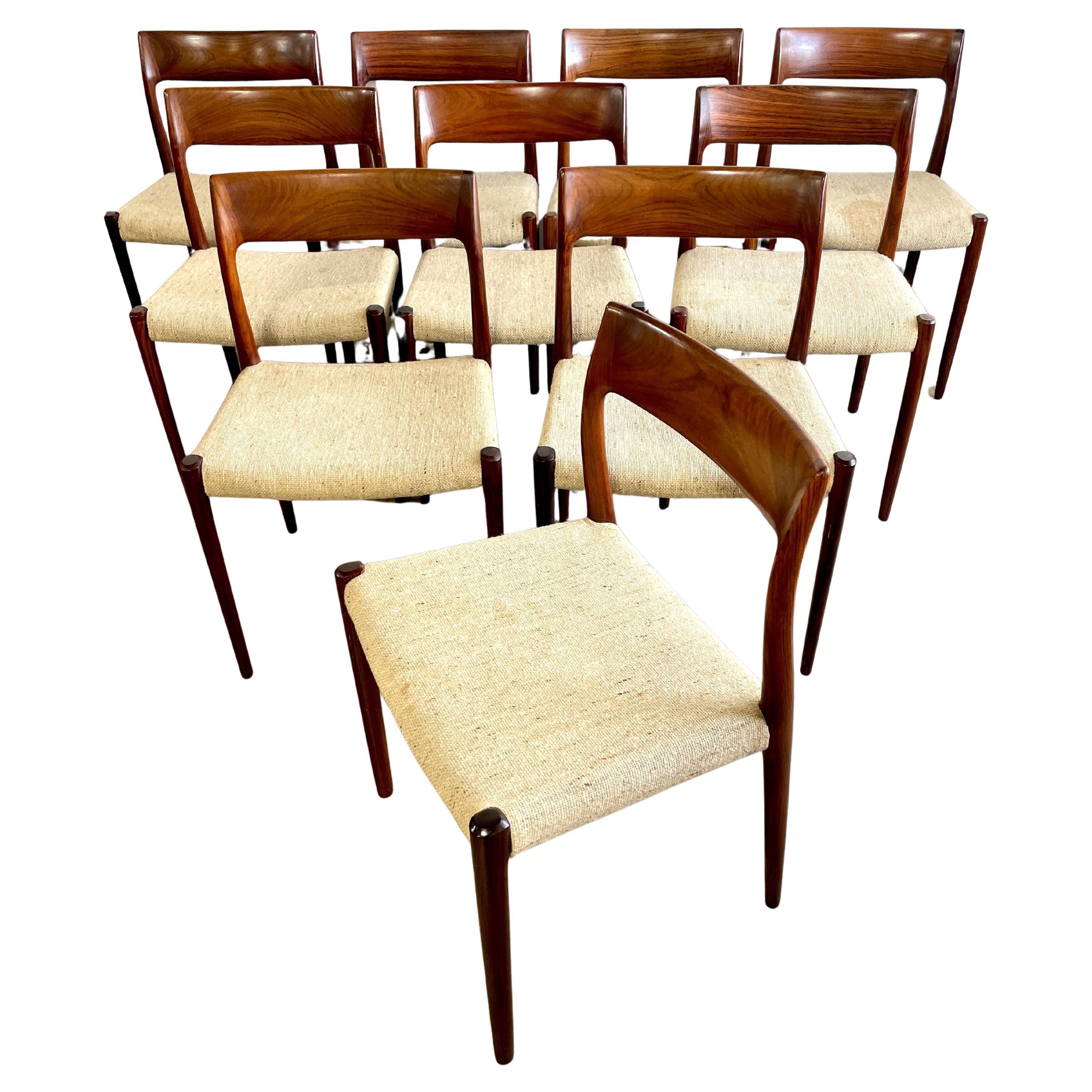 Niels Moller Rosewood Danish Modern Dining Chairs Model 75