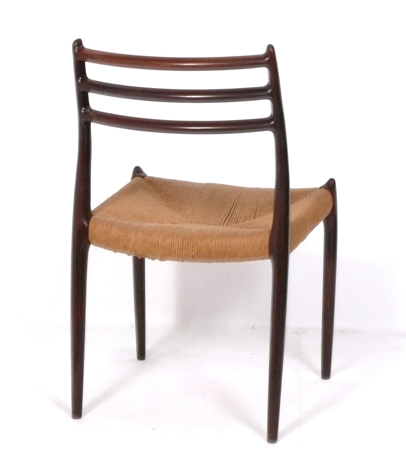 Niels Moller Palisander Esszimmer- oder Schreibtischstuhl Model No. 78 Sitz aus gewebtem Papierkordelstoff (Dänisch) im Angebot