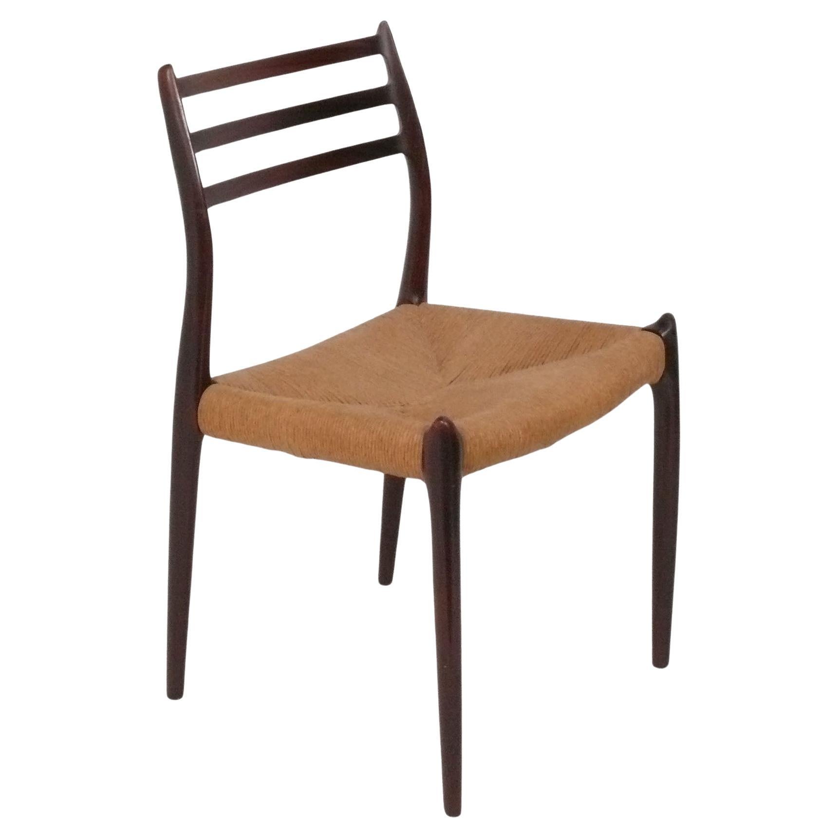 Niels Moller Palisander Esszimmer- oder Schreibtischstuhl Model No. 78 Sitz aus gewebtem Papierkordelstoff im Angebot