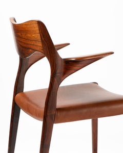 Niels Moller Rosewood Model 55 Chair with Leather Seat, 1951