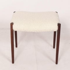 Niels Moller Rosewood Stool in Ivory Boucle