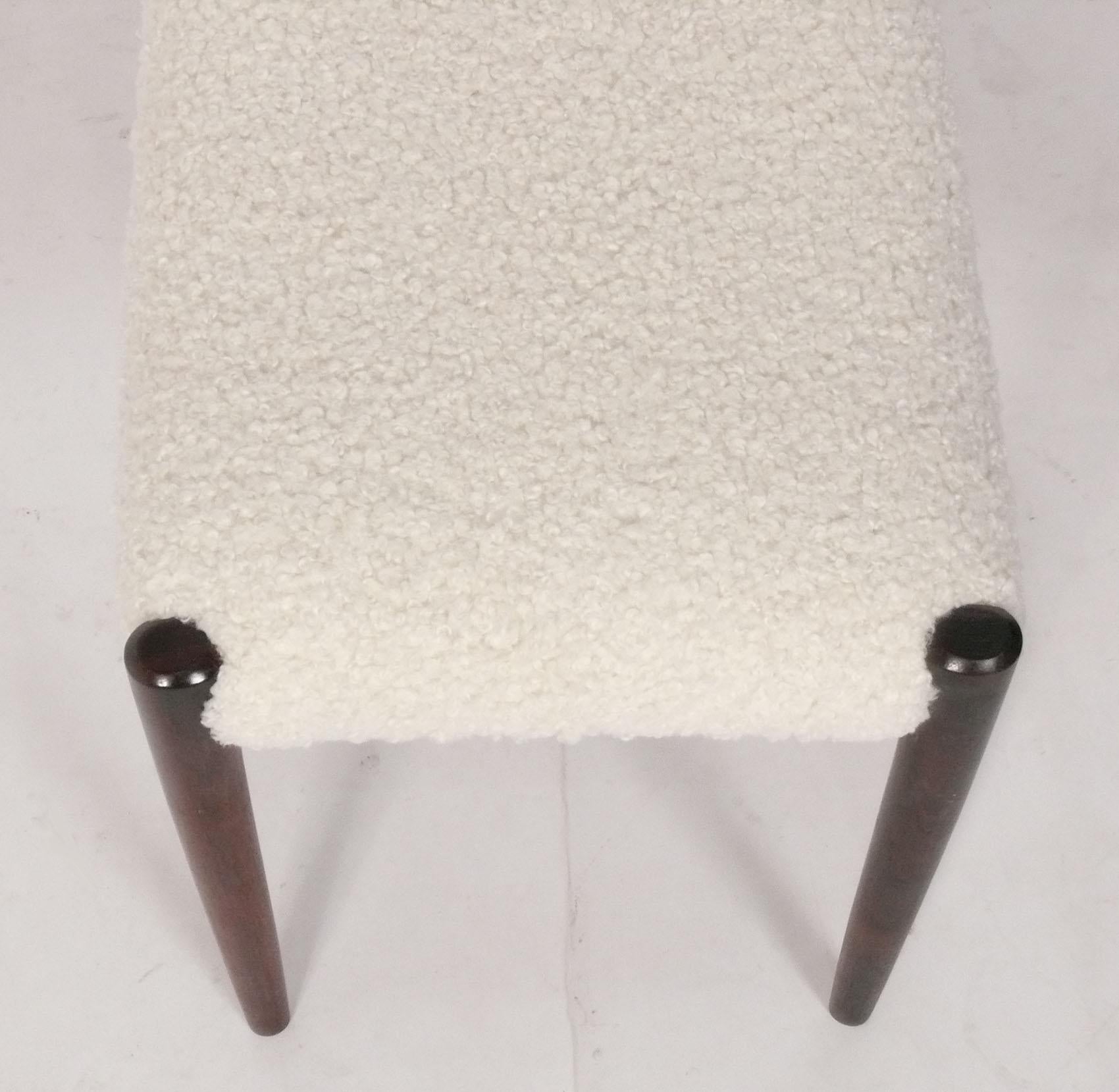Danish Niels Moller Rosewood Stool in Ivory Boucle For Sale