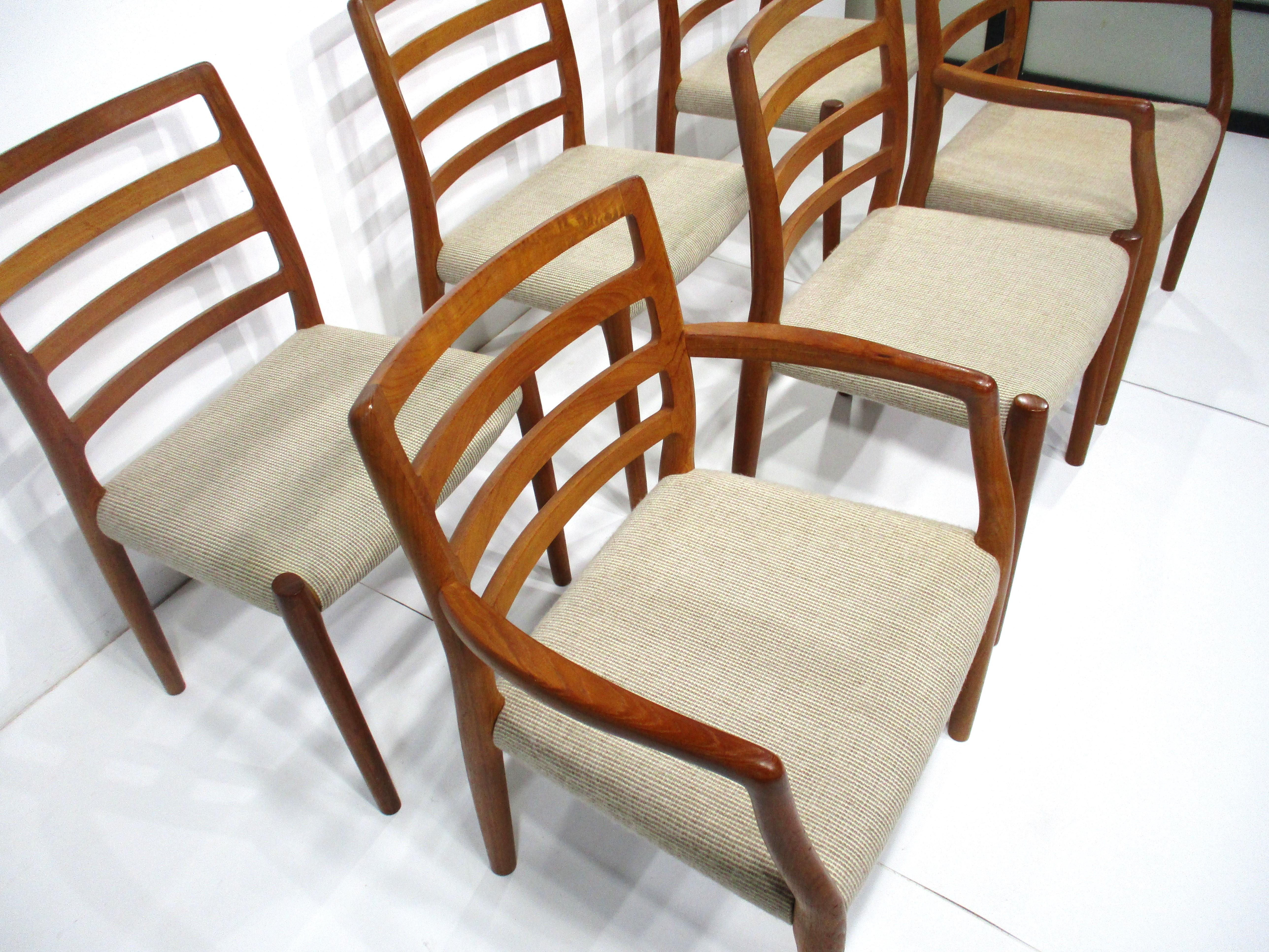 Niels Moller Teak Upholstered Dining Chairs by J L Moller Denmark  For Sale 6