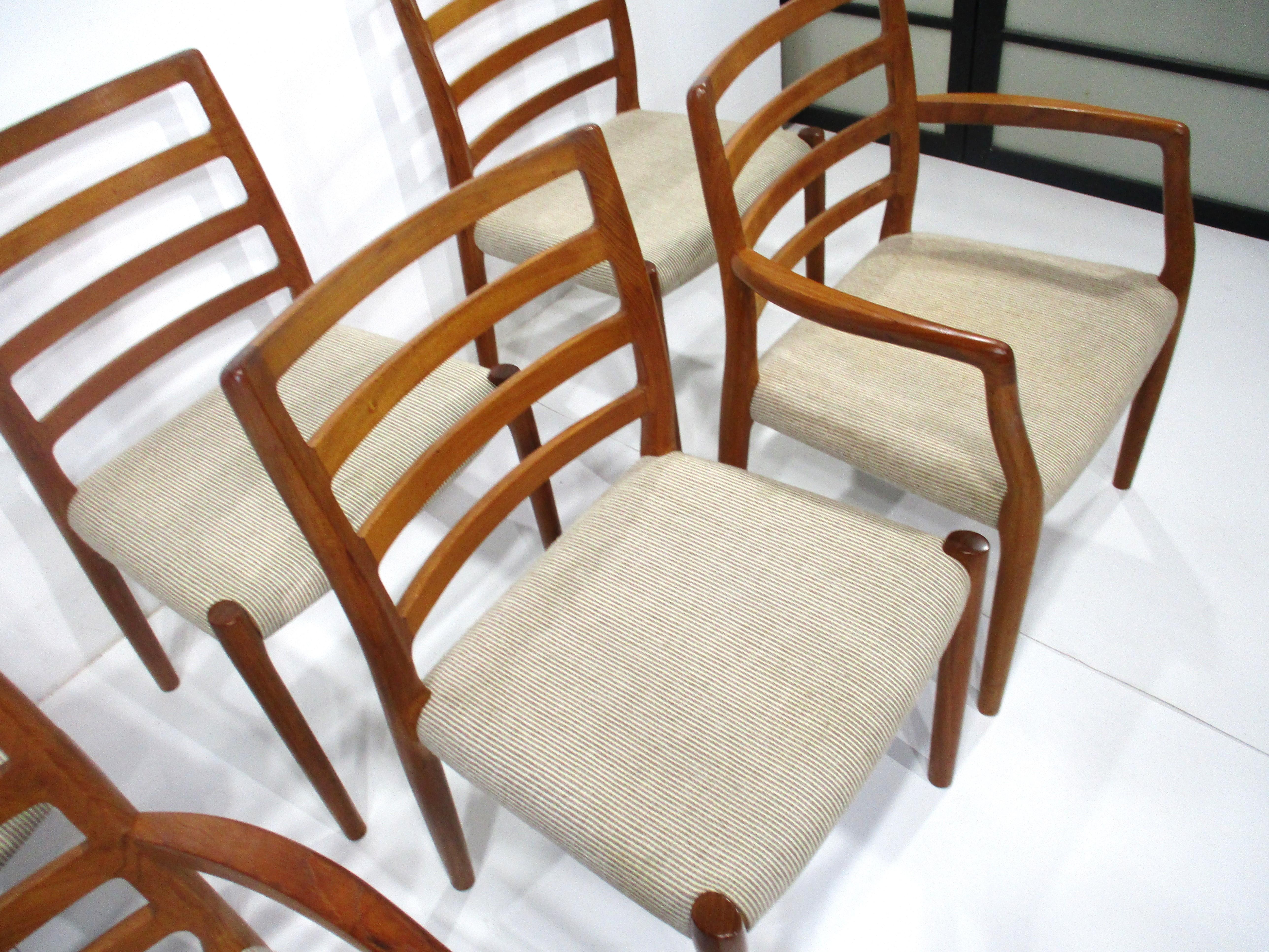 Niels Moller Teak Upholstered Dining Chairs by J L Moller Denmark  For Sale 7