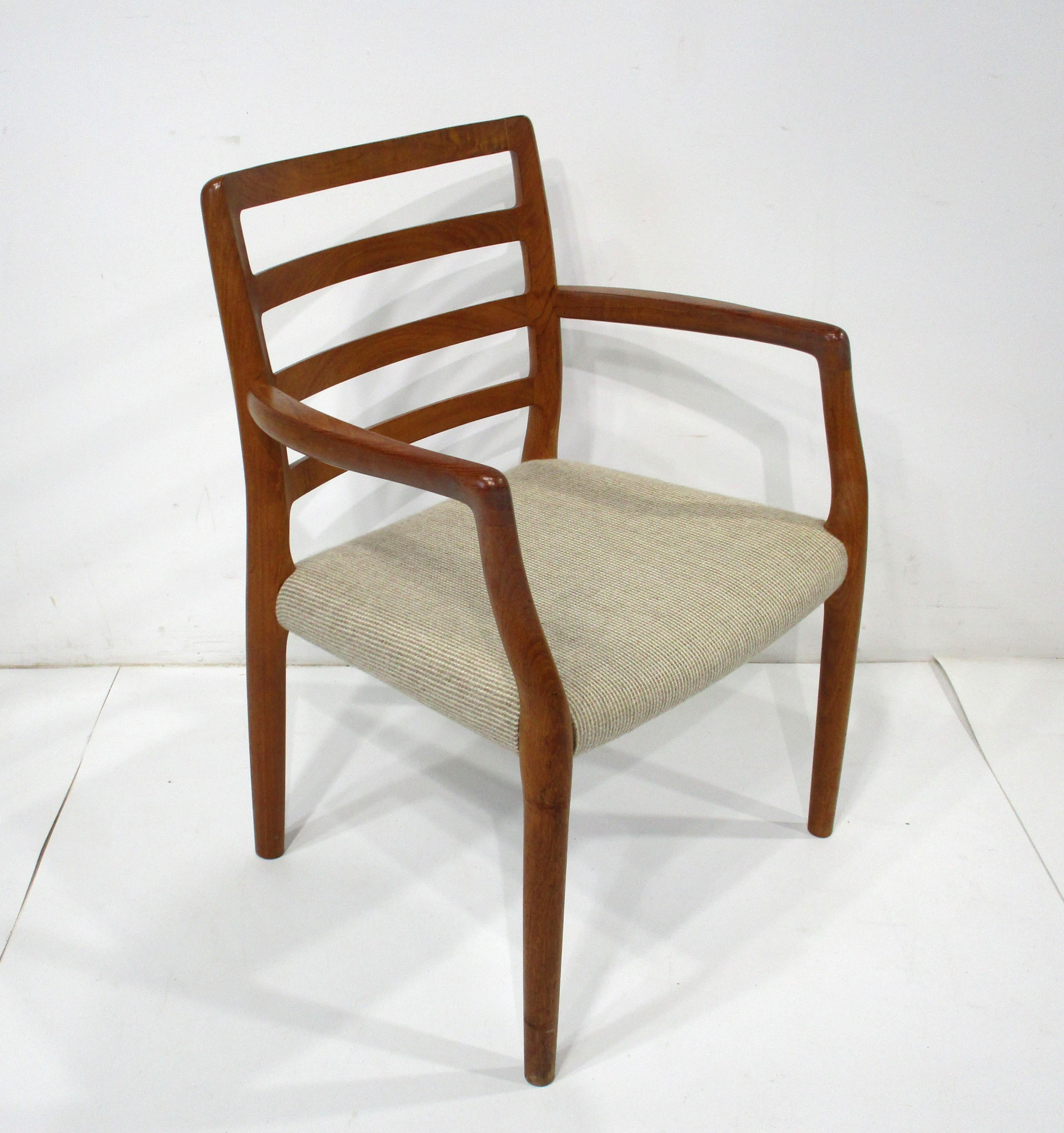 Mid-Century Modern Niels Moller Teak Upholstered Dining Chairs by J L Moller Denmark  For Sale