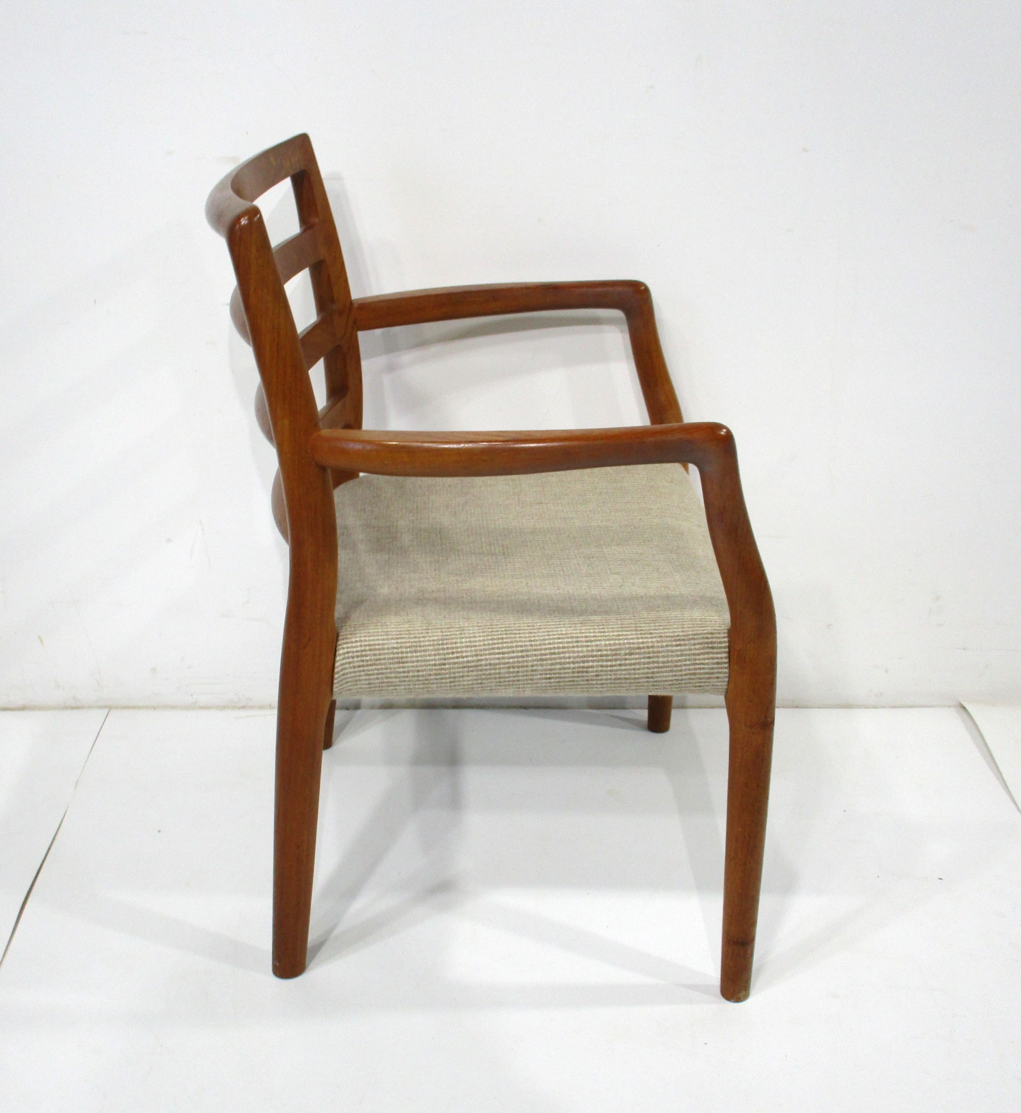 Mid-Century Modern Niels Moller Teak Upholstered Dining Chairs by J L Moller Denmark  For Sale