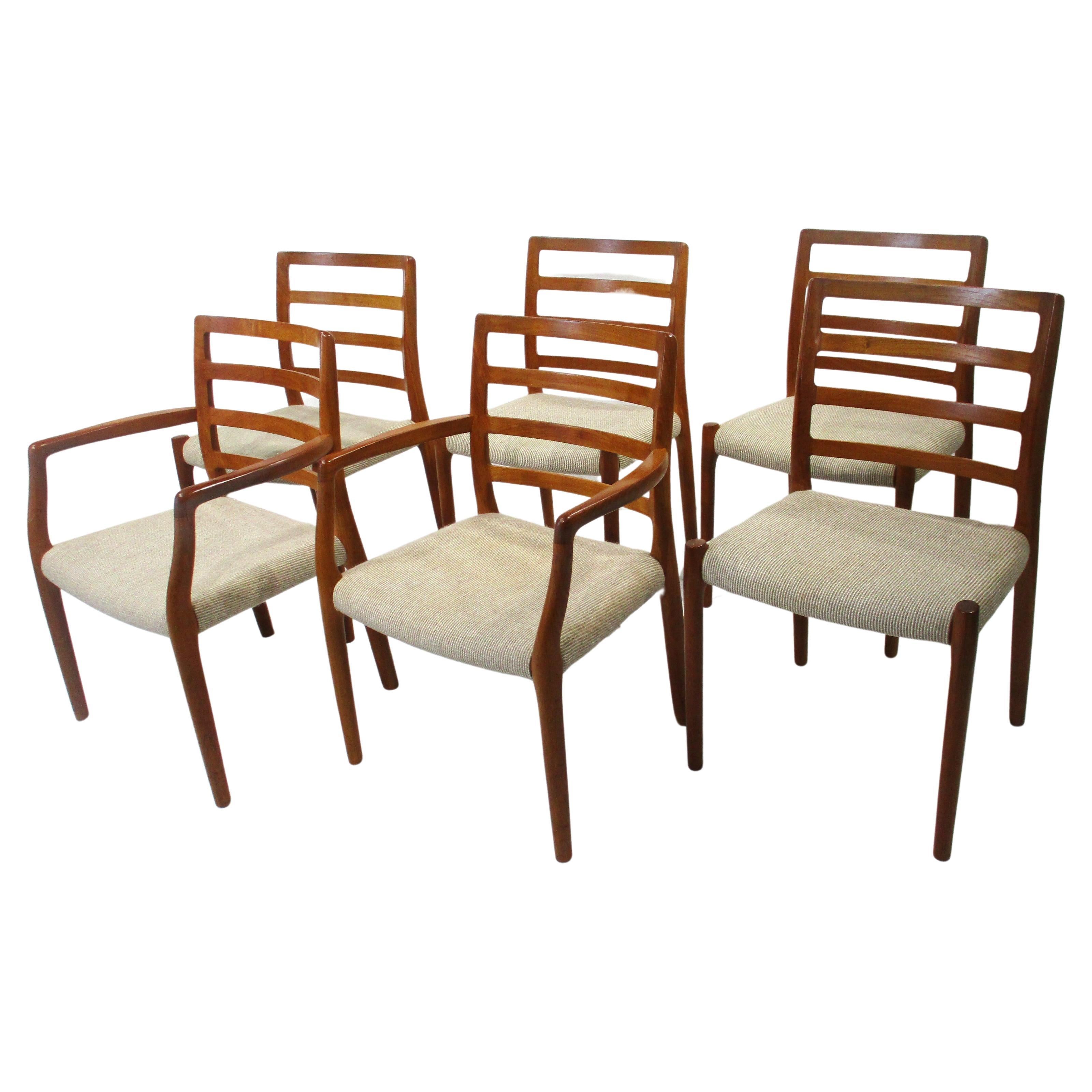 Niels Moller Teak Upholstered Dining Chairs by J L Moller Denmark  For Sale