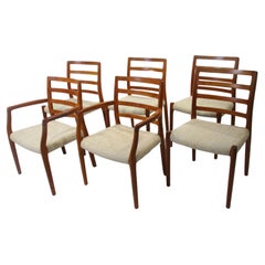 Retro Niels Moller Teak Upholstered Dining Chairs by J L Moller Denmark 