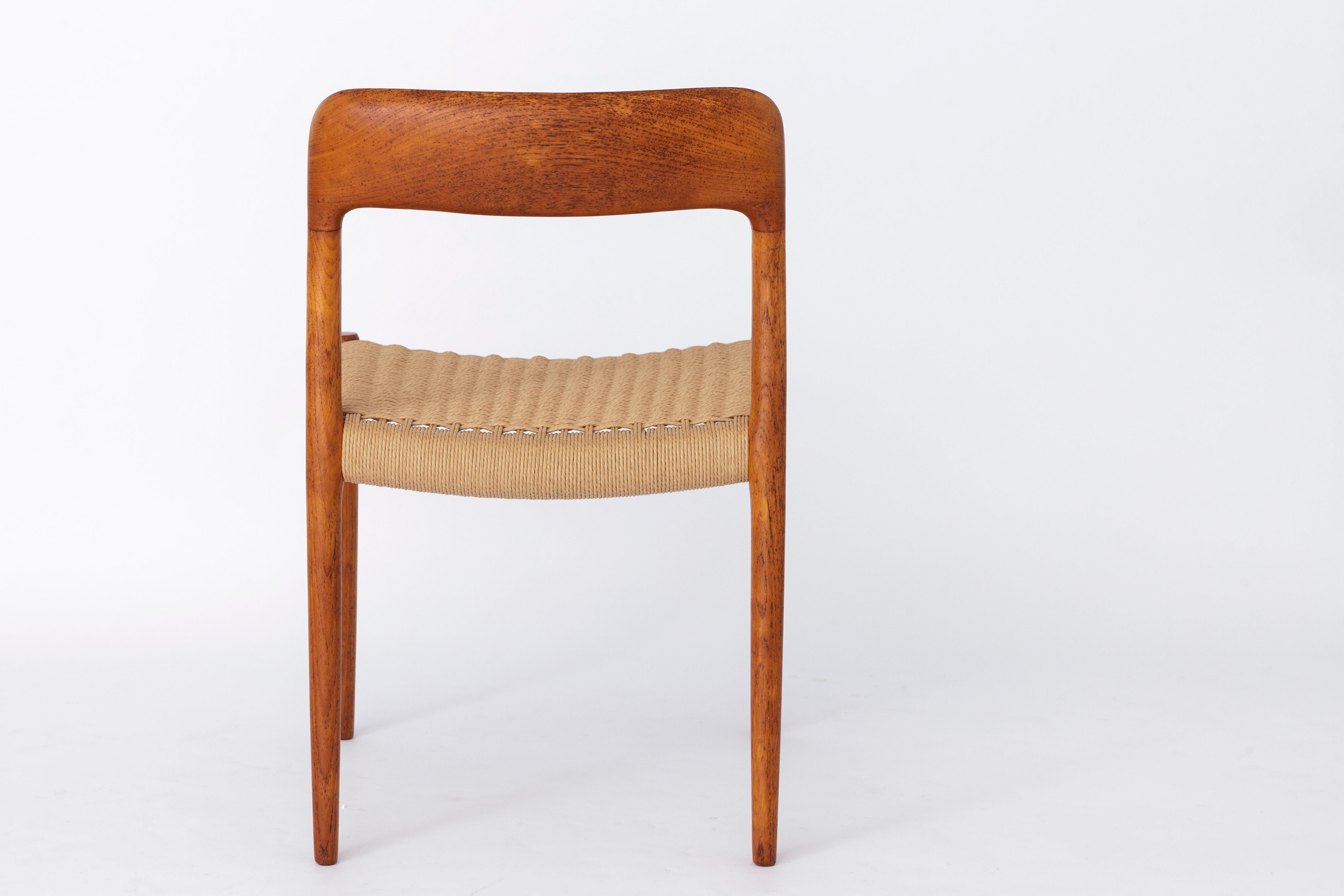 Teak Niels Moller Vintage Chair 1950s Danish Papercord For Sale