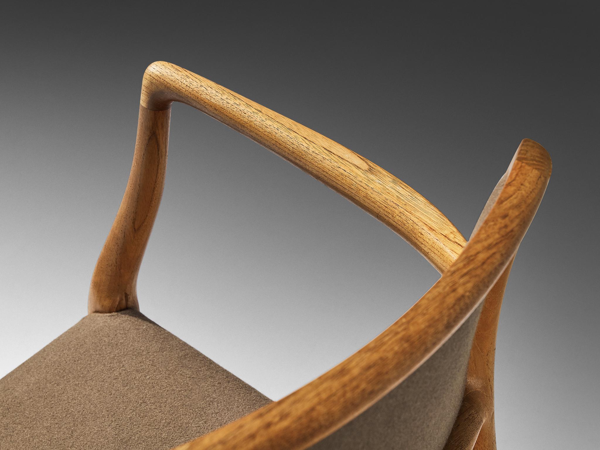 Sillón Niels O. Møller de teca y lana marrón verdosa Lana en venta