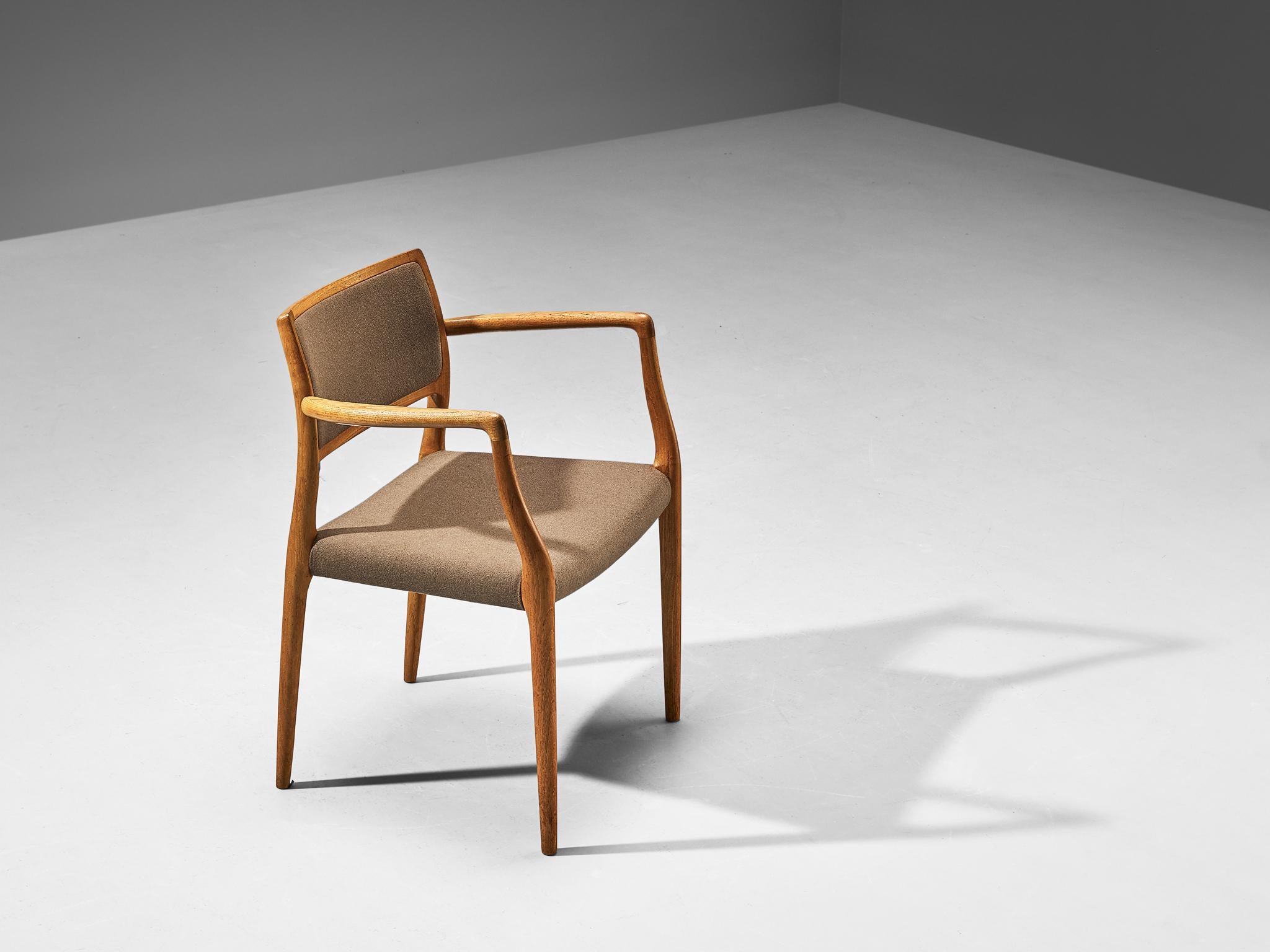 Mid-20th Century Niels O. Møller Armchair in Teak and Brown Green Wool  For Sale