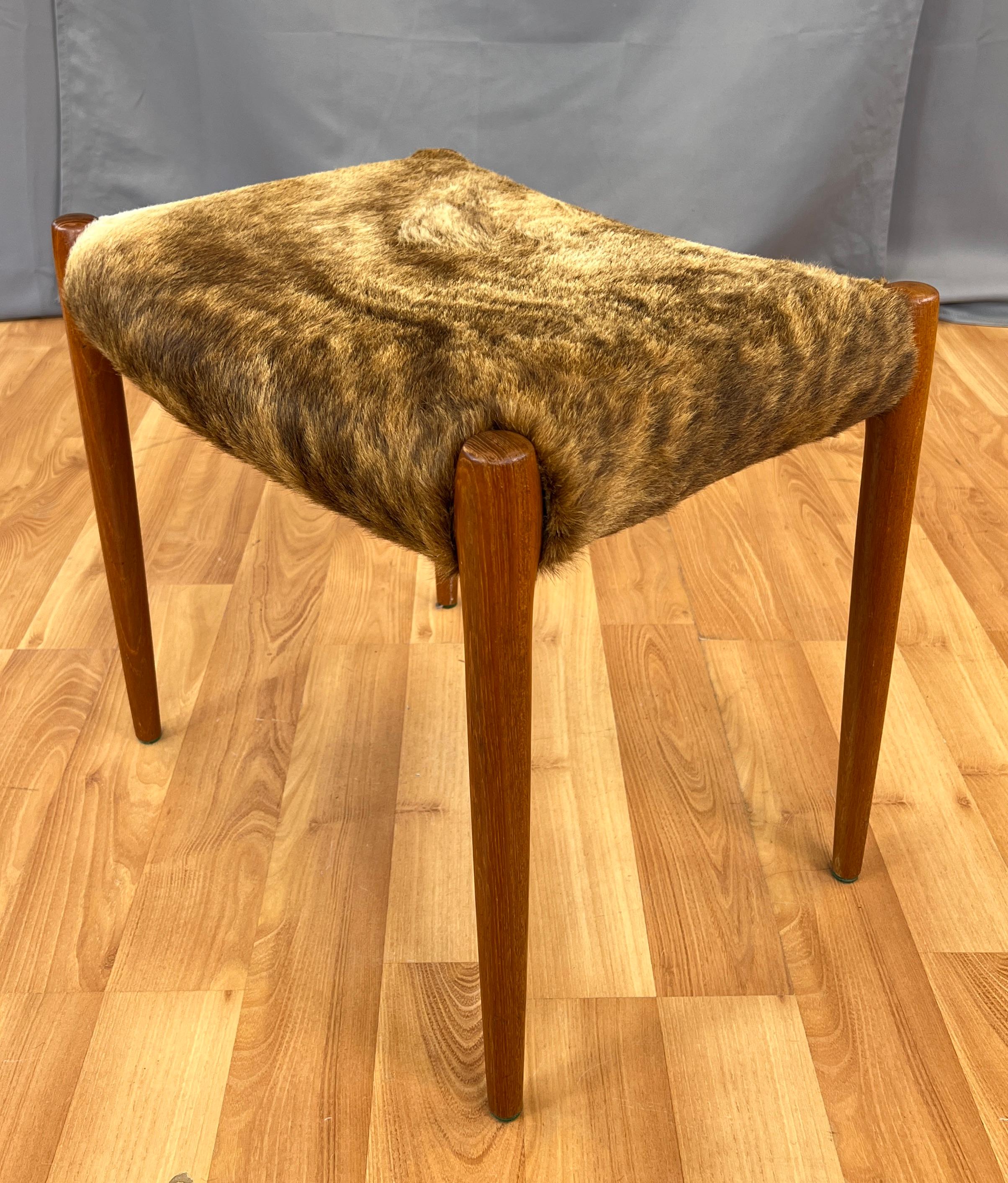 Niels O. Møller designed Model 80a Ottoman in Cowhide In Good Condition In San Francisco, CA