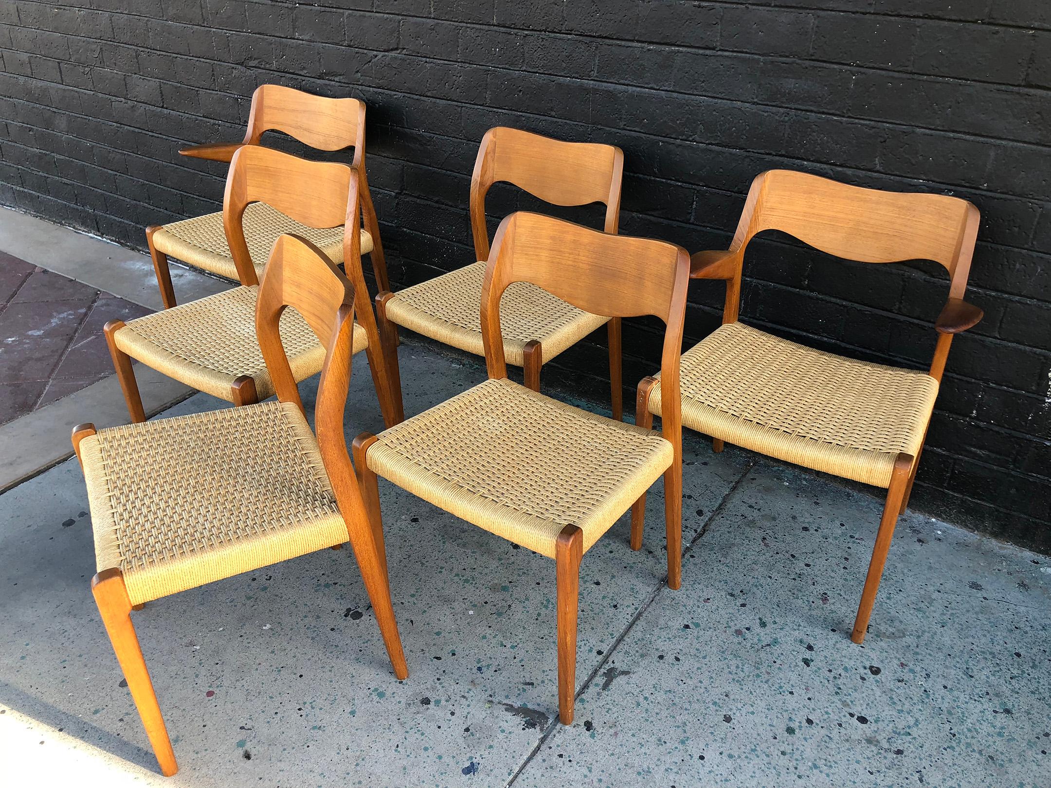 Danish Niels O. Møller Dining Chairs Model 71 by J.L Møllers Møbelfabrik in Denmark