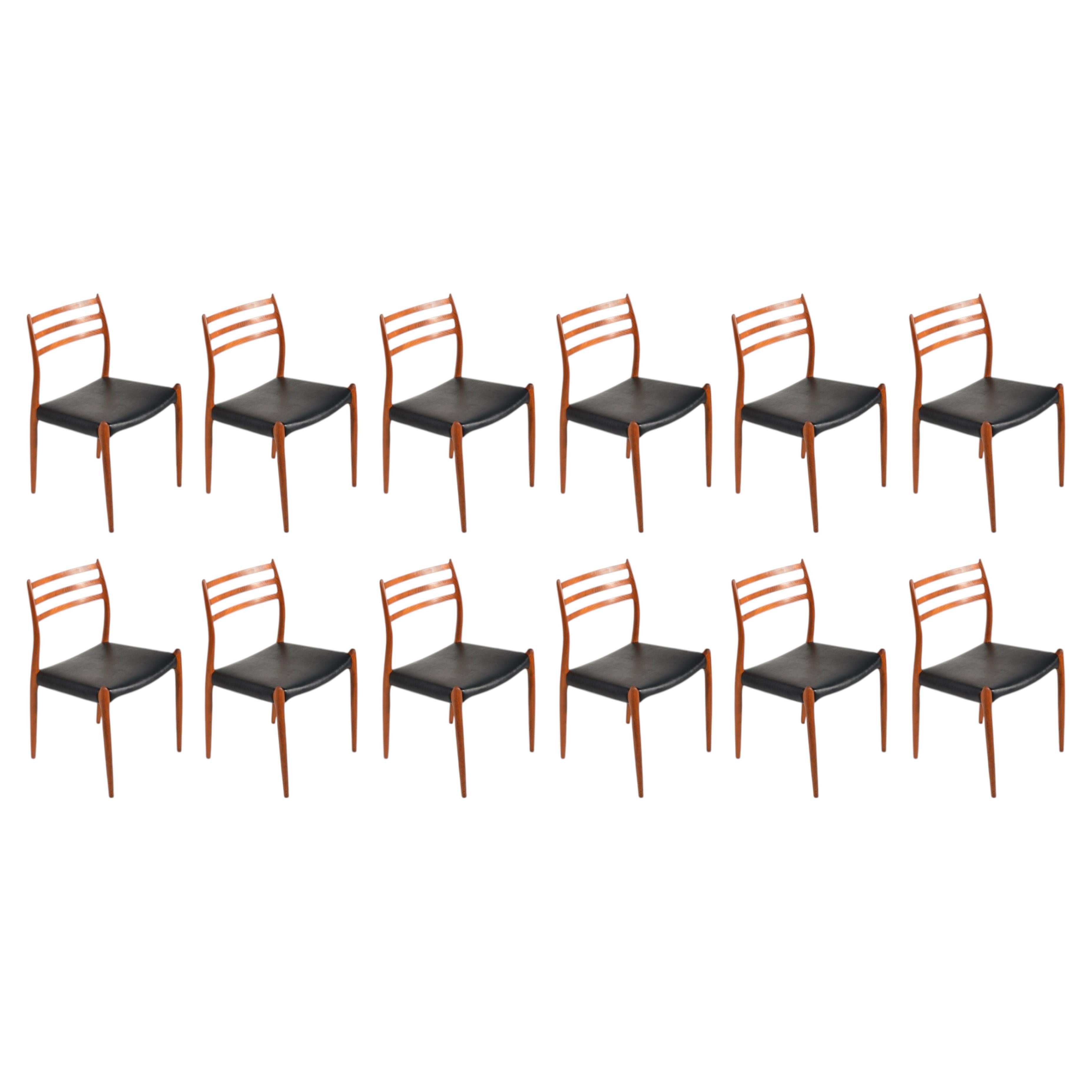 12 Teak Niels Møller Dining Chairs Model 78 by J.L Møbelfabrik of