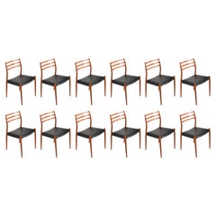12 Teak Niels Møller Dining Chairs Model 78 by J.L Møbelfabrik of Denmark