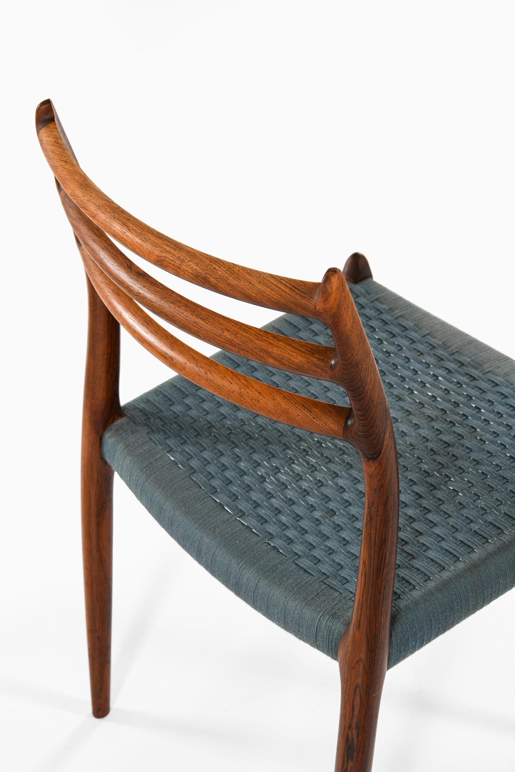 Textile Niels O. Møller Dining Chairs Model 78 Produced by J.L Møllers Møbelfabrik For Sale