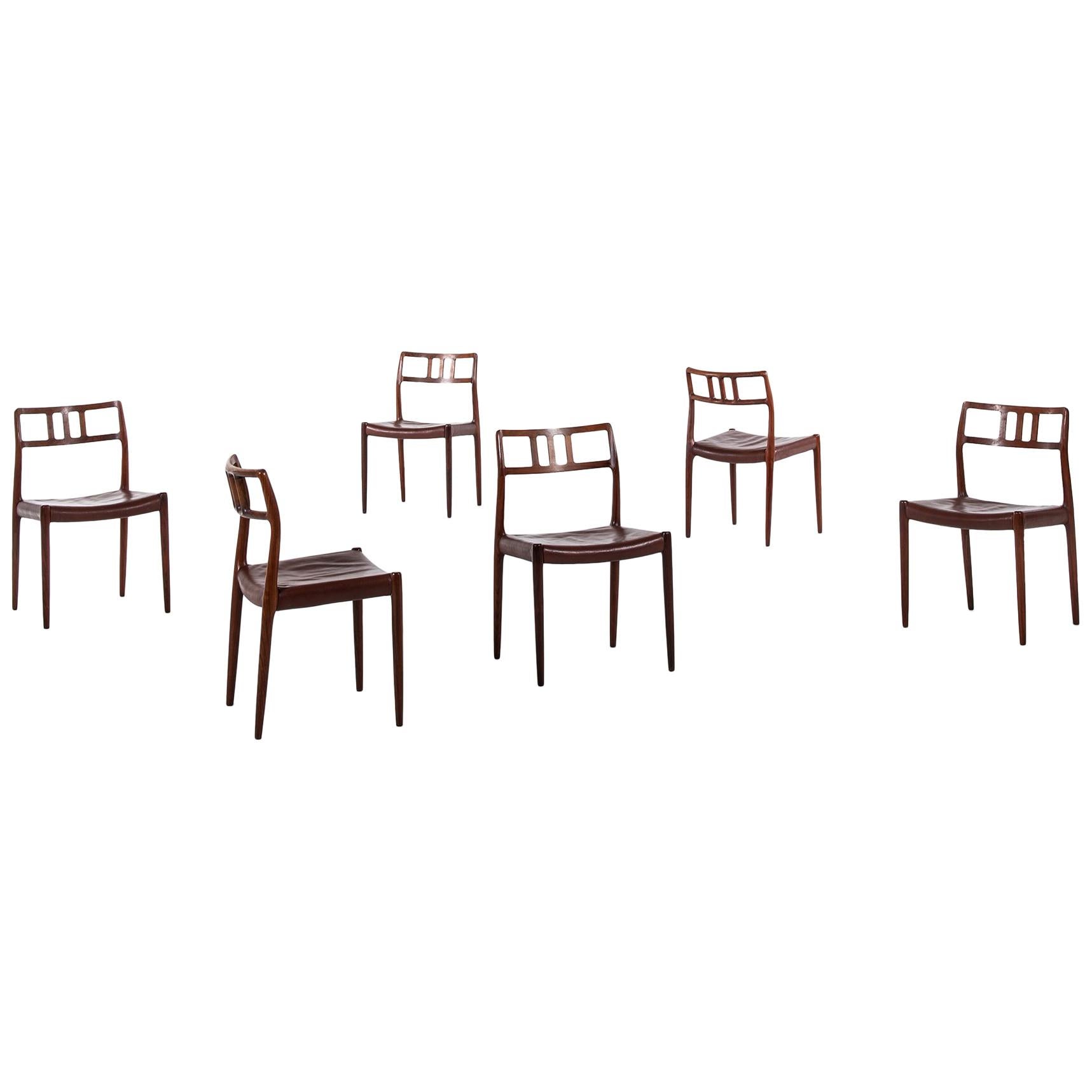 Niels O. Møller Dining Chairs Model 79 by J.L. Møllers Møbelfabrik in Denmark
