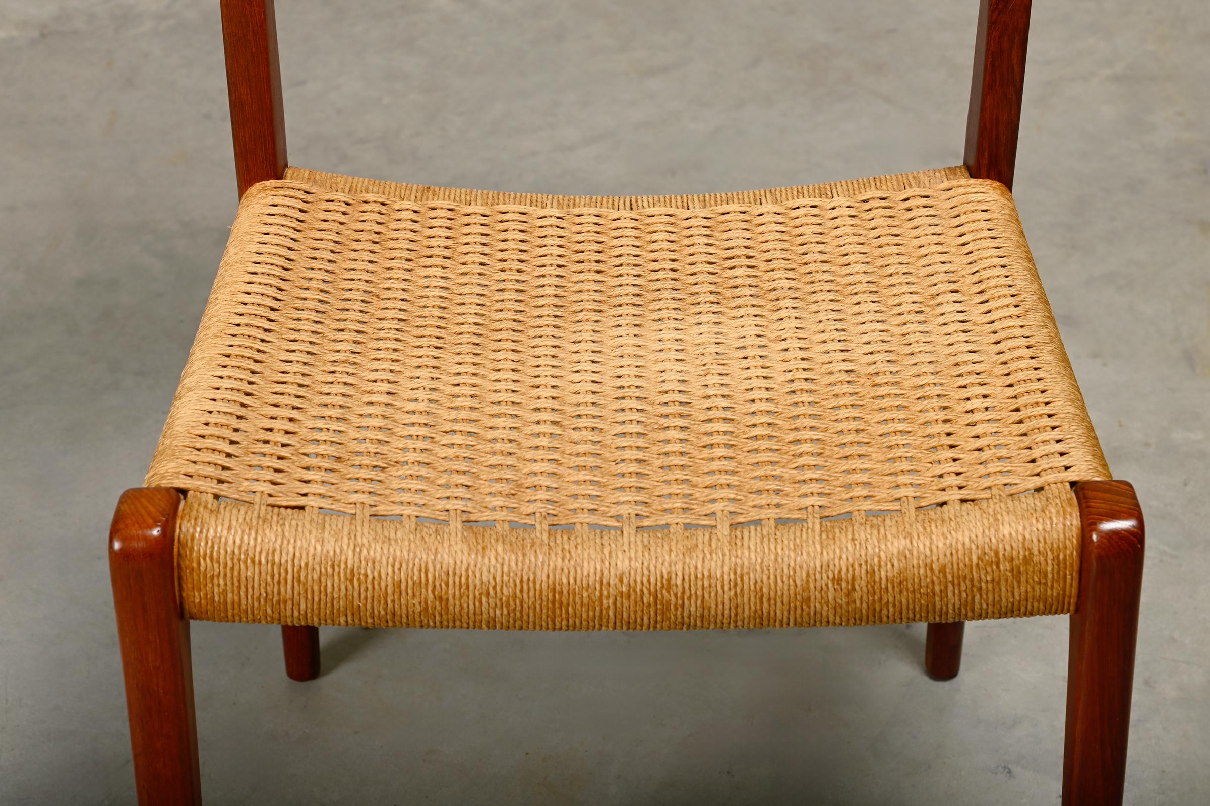 Niels O. Møller Dining Chairs Teak Papercord Model 71, J.L. Møllers Møbelfabrik 1