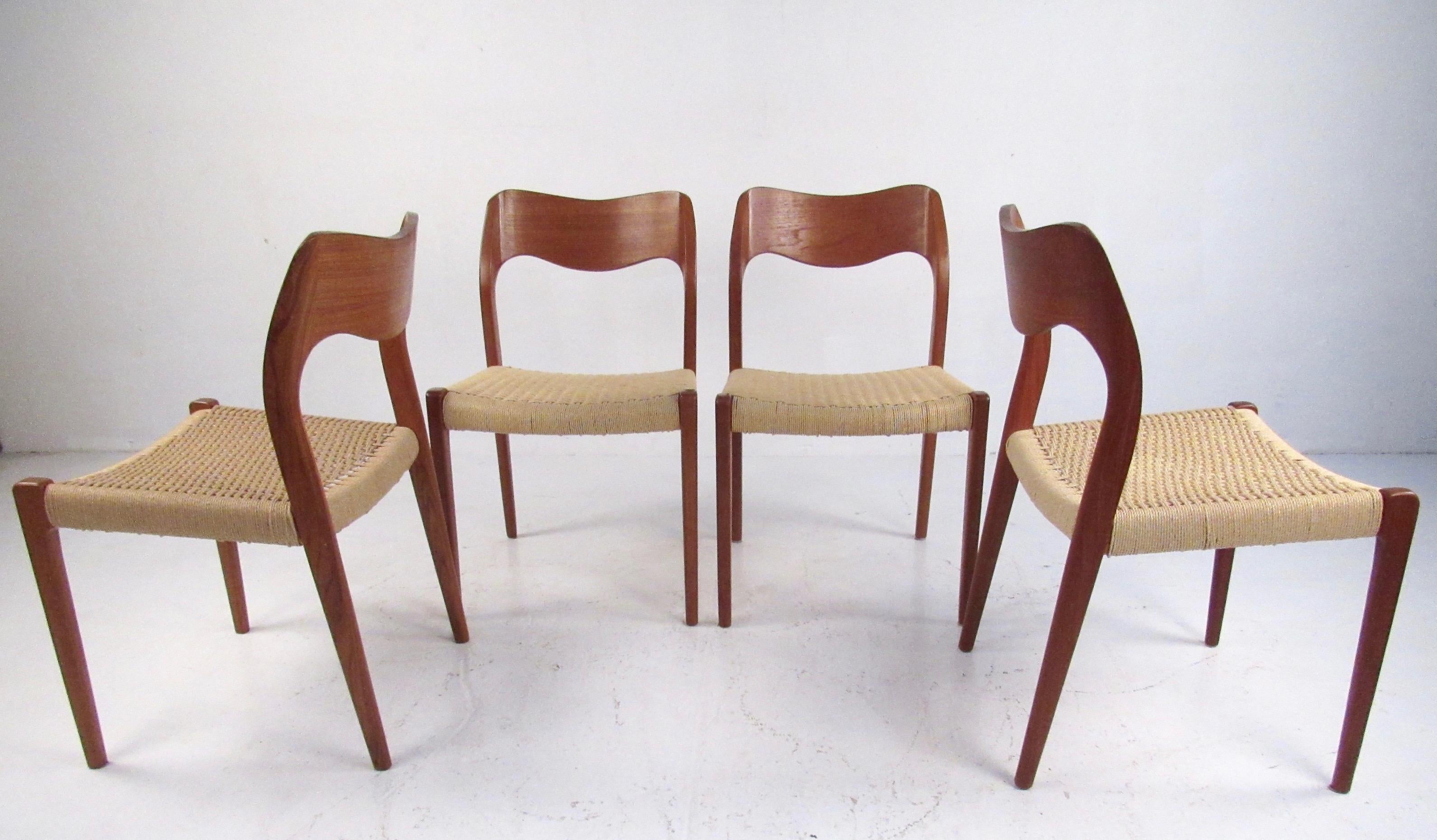 Scandinavian Modern Niels O. Møller Dining Chairs with Papercord Seats
