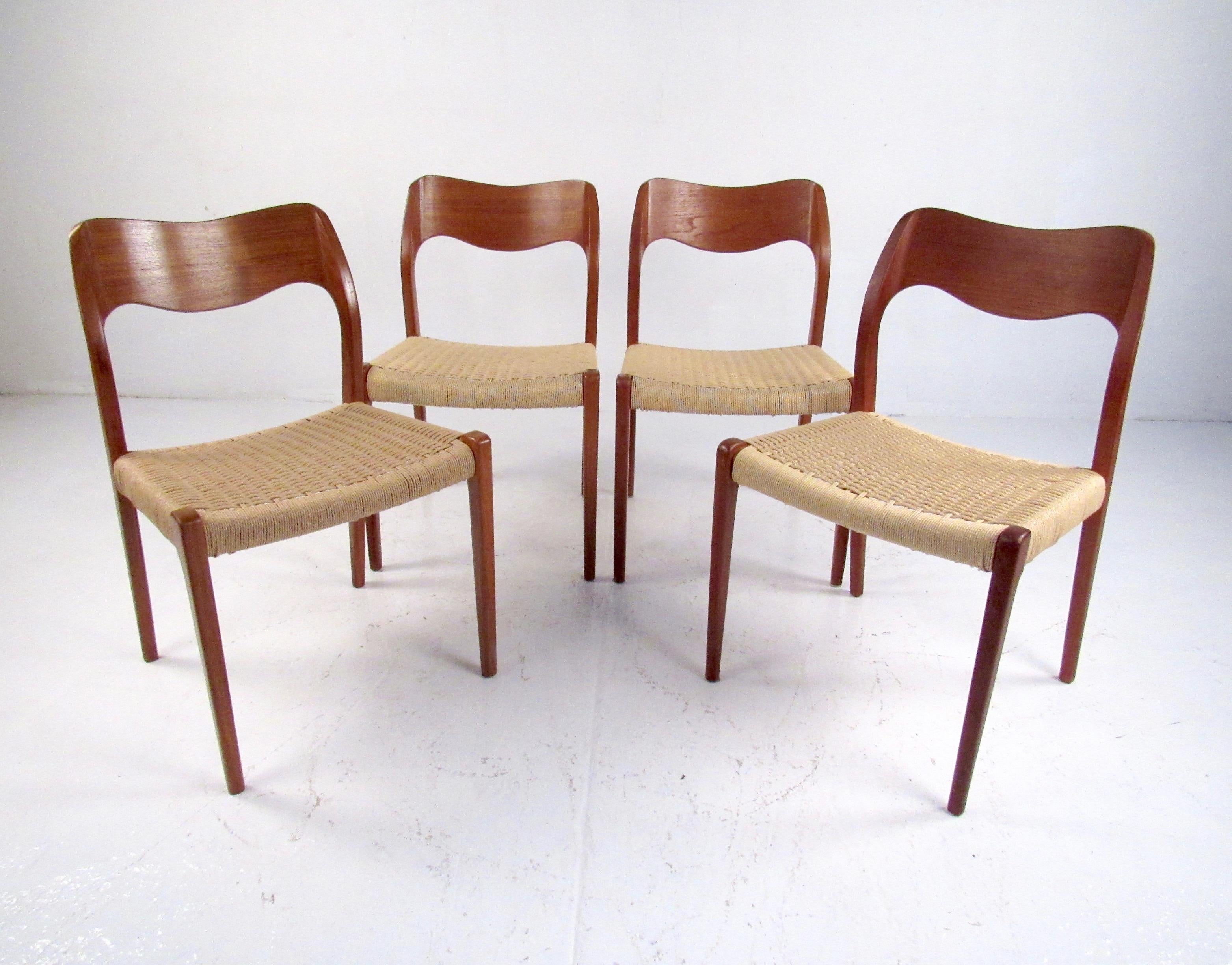 Scandinavian Niels O. Møller Dining Chairs with Papercord Seats