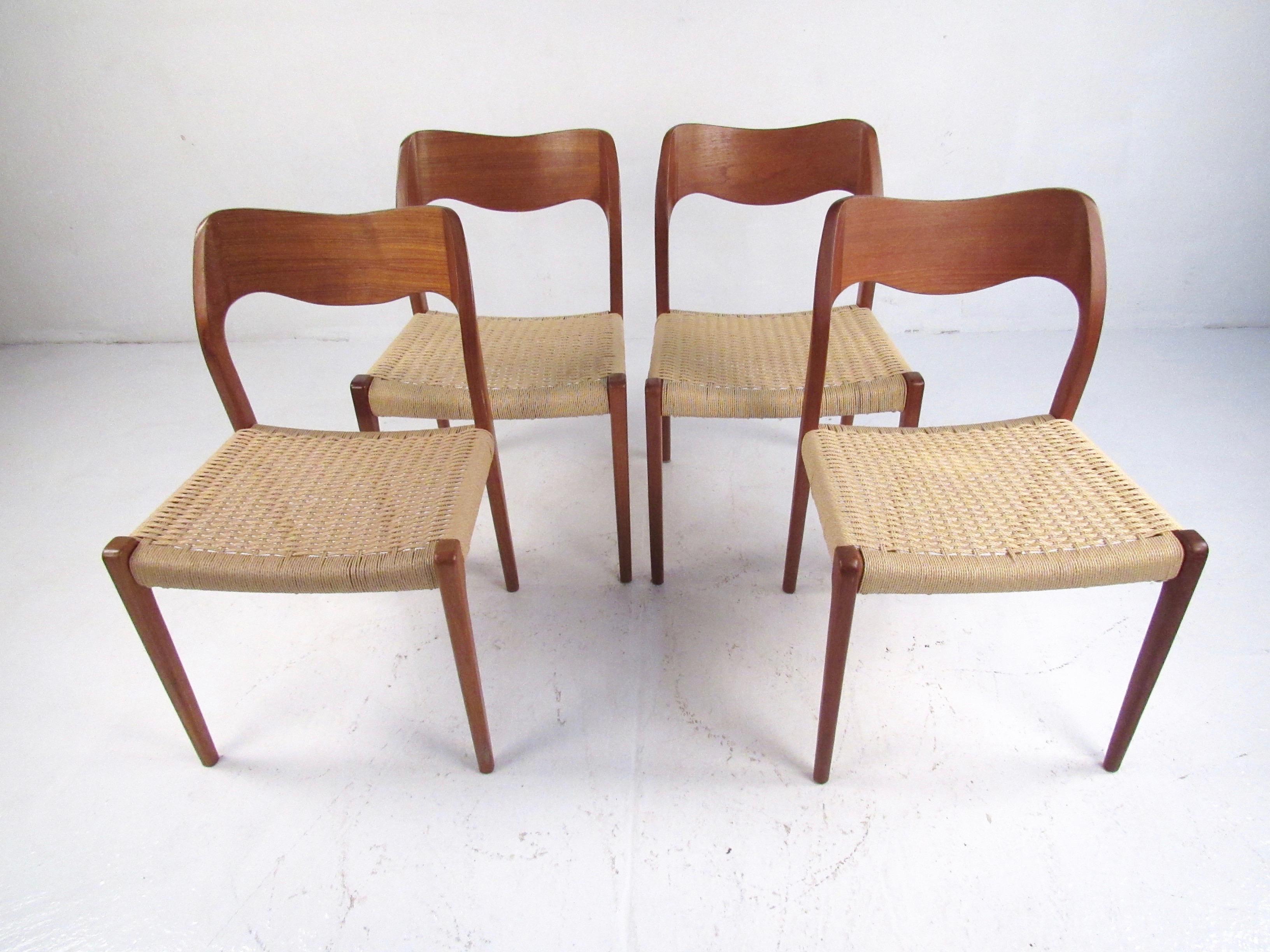 Niels O. Møller Dining Chairs with Papercord Seats In Good Condition In Brooklyn, NY