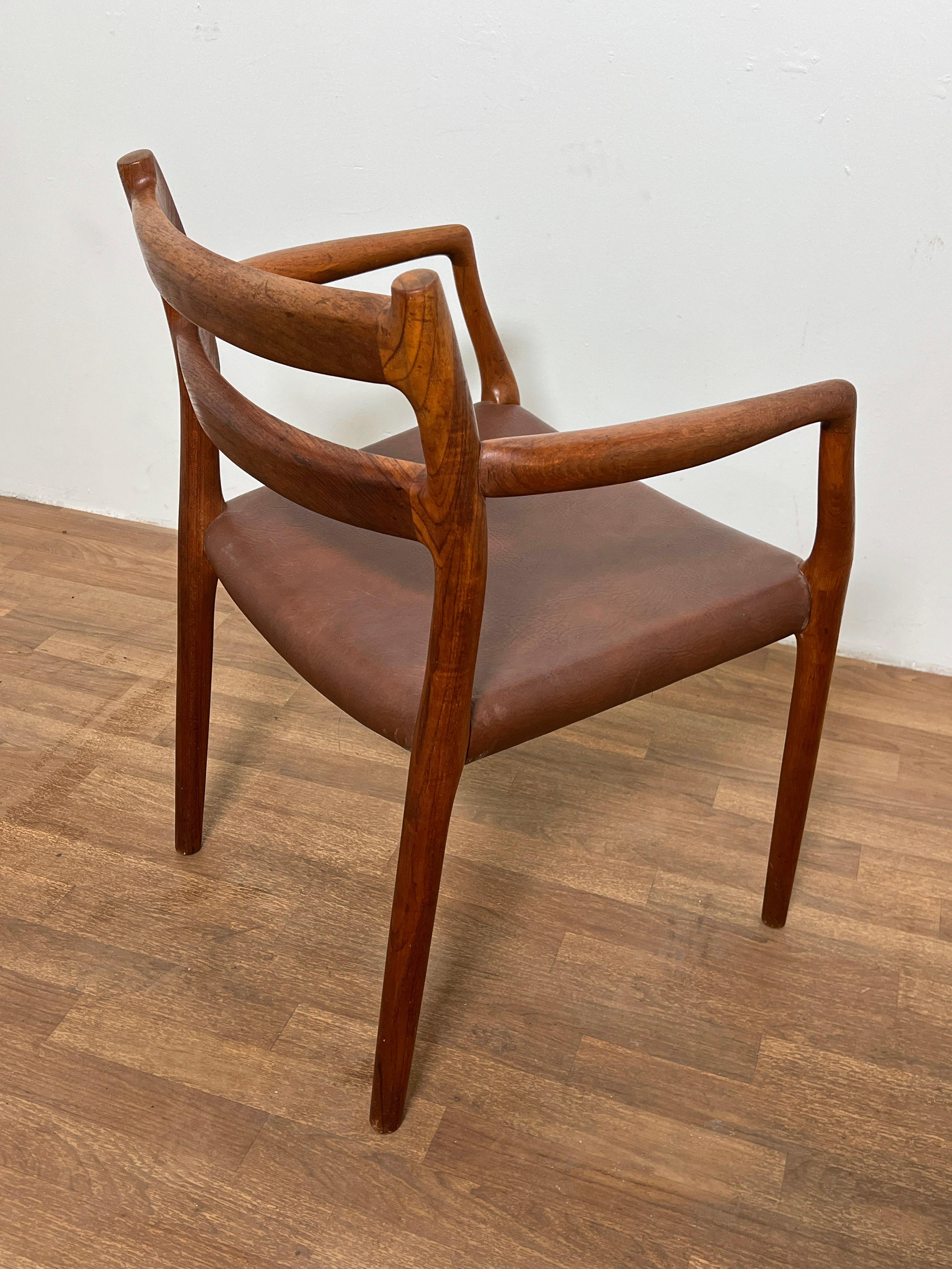 Niels O. Møller Model 67 Teak Arm Chair by J.L Møller, Denmark, Circa 1970s In Good Condition For Sale In Peabody, MA