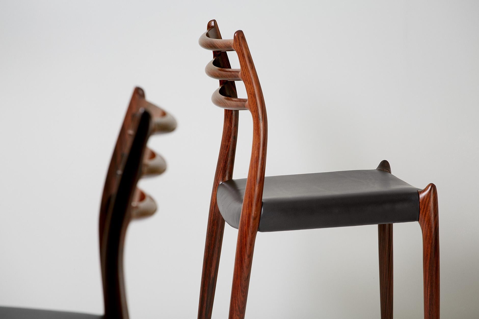 Danois Chaises de salle à manger en bois de rose Niels O. Møller, modèle 78, 1962 en vente