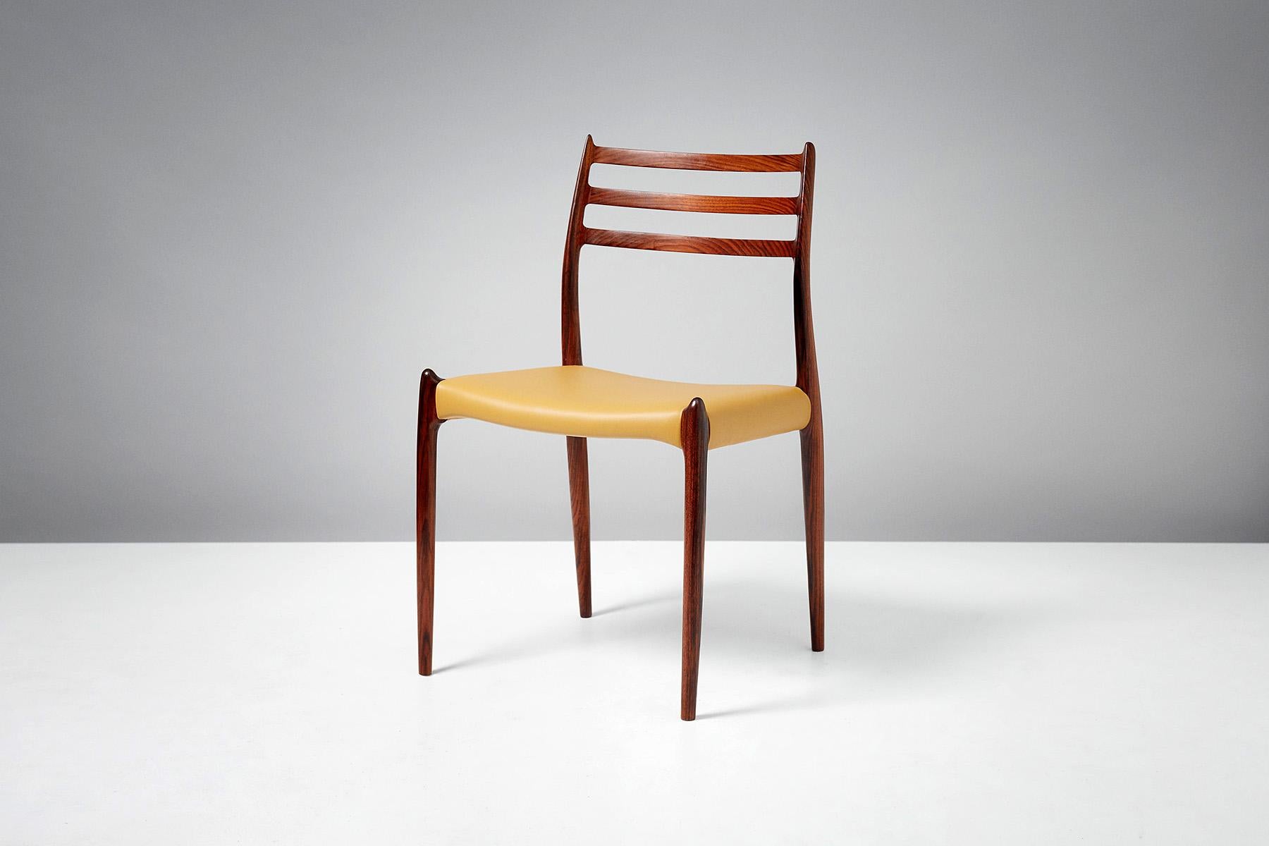 Leather Niels O. Møller Model 78 Rosewood Dining Chairs, 1962