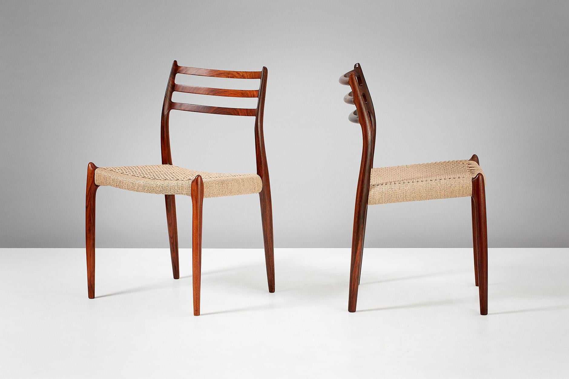 Niels Moller Model 78 Rosewood and Papercord Dining Chairs, 1962 For Sale 2