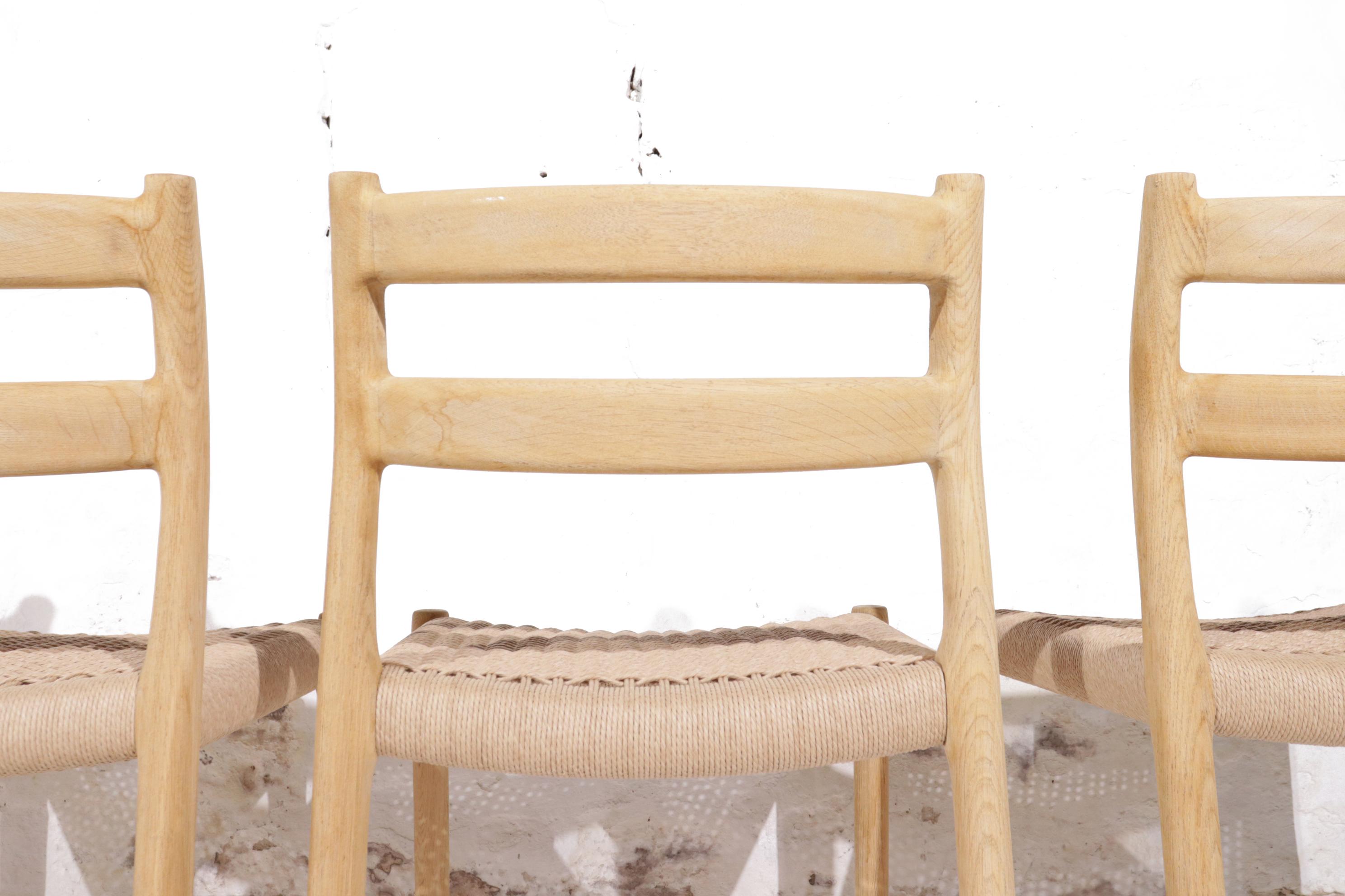 Niels O. Møller Model 84 Soaped Oak Dining Chairs for J.L. Møllers 3