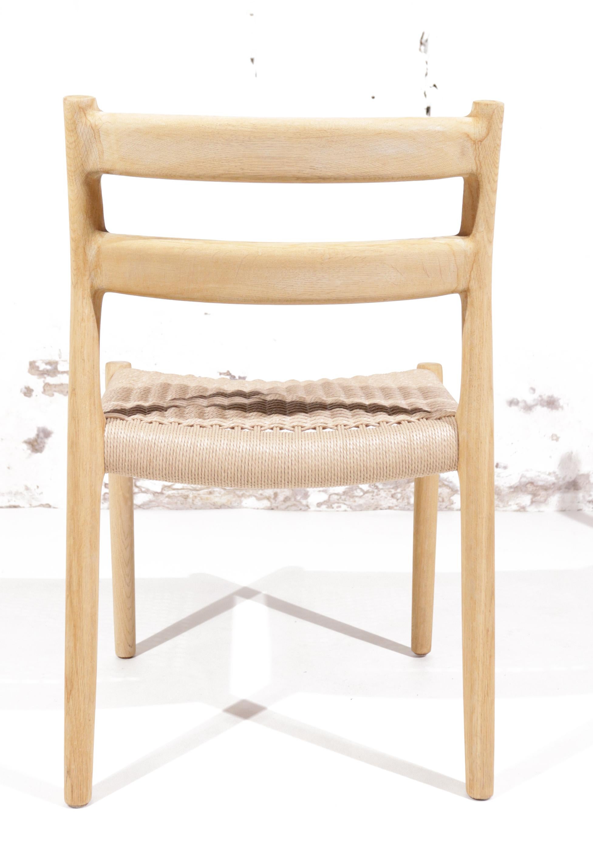 Niels O. Møller Model 84 Soaped Oak Dining Chairs for J.L. Møllers 7