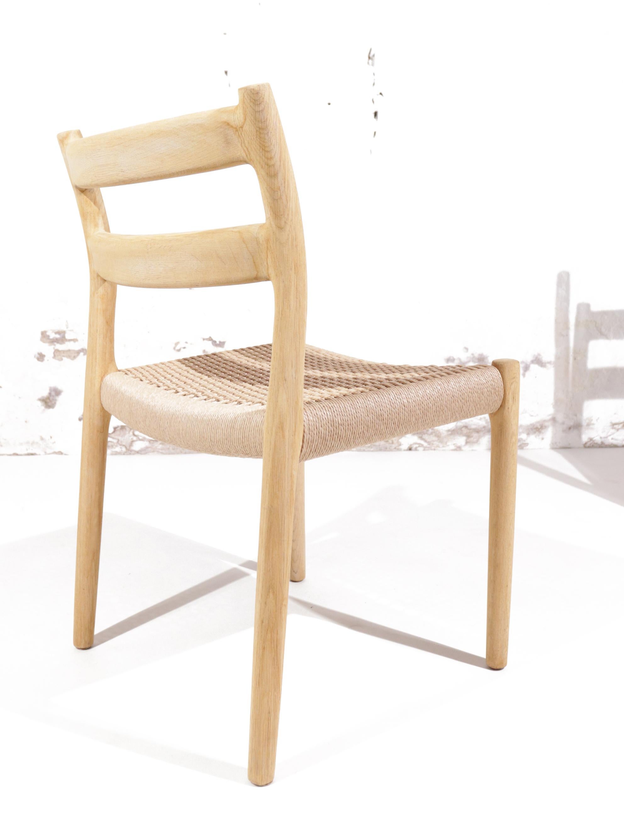 Niels O. Møller Model 84 Soaped Oak Dining Chairs for J.L. Møllers 8