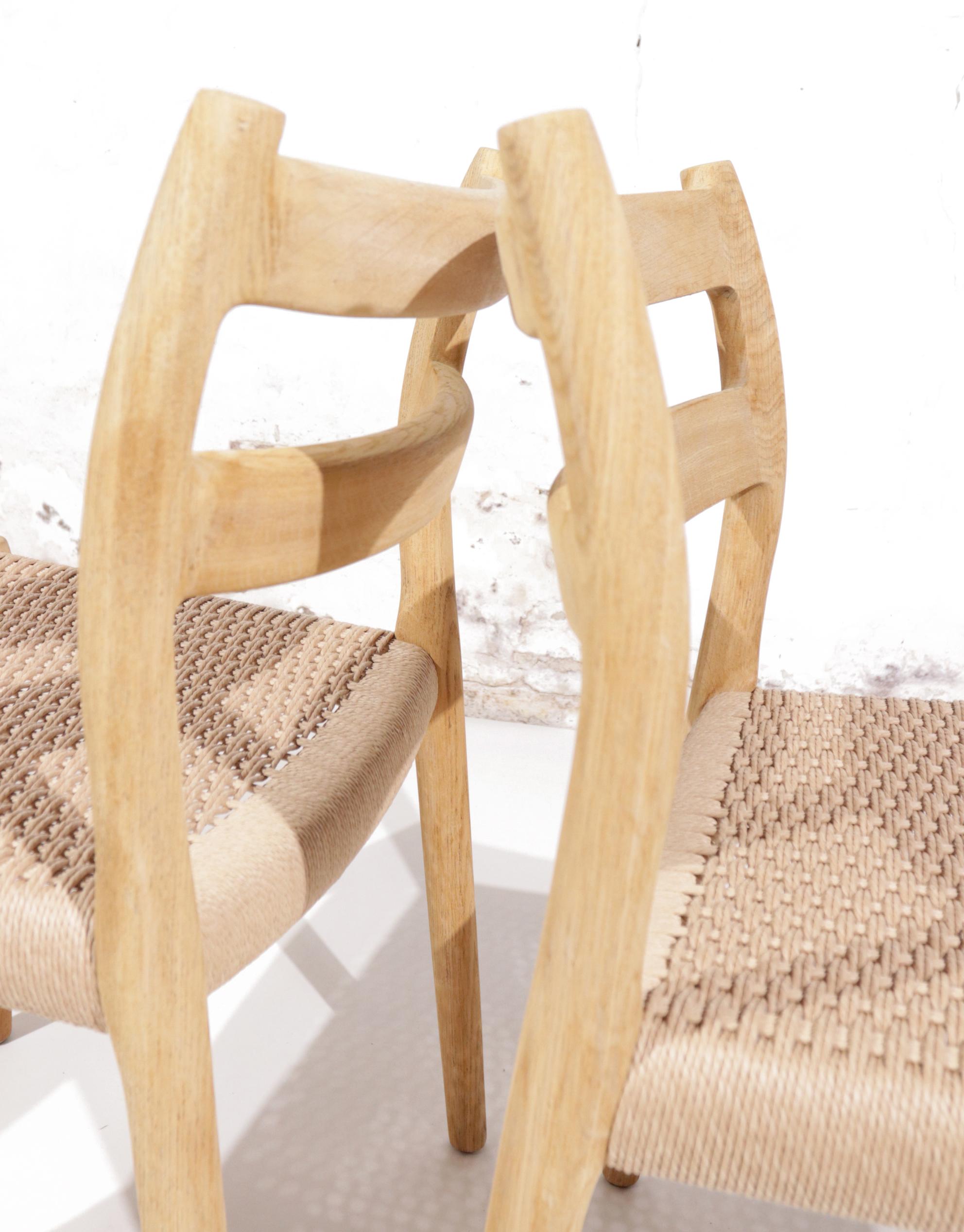 Niels O. Møller Model 84 Soaped Oak Dining Chairs for J.L. Møllers 13