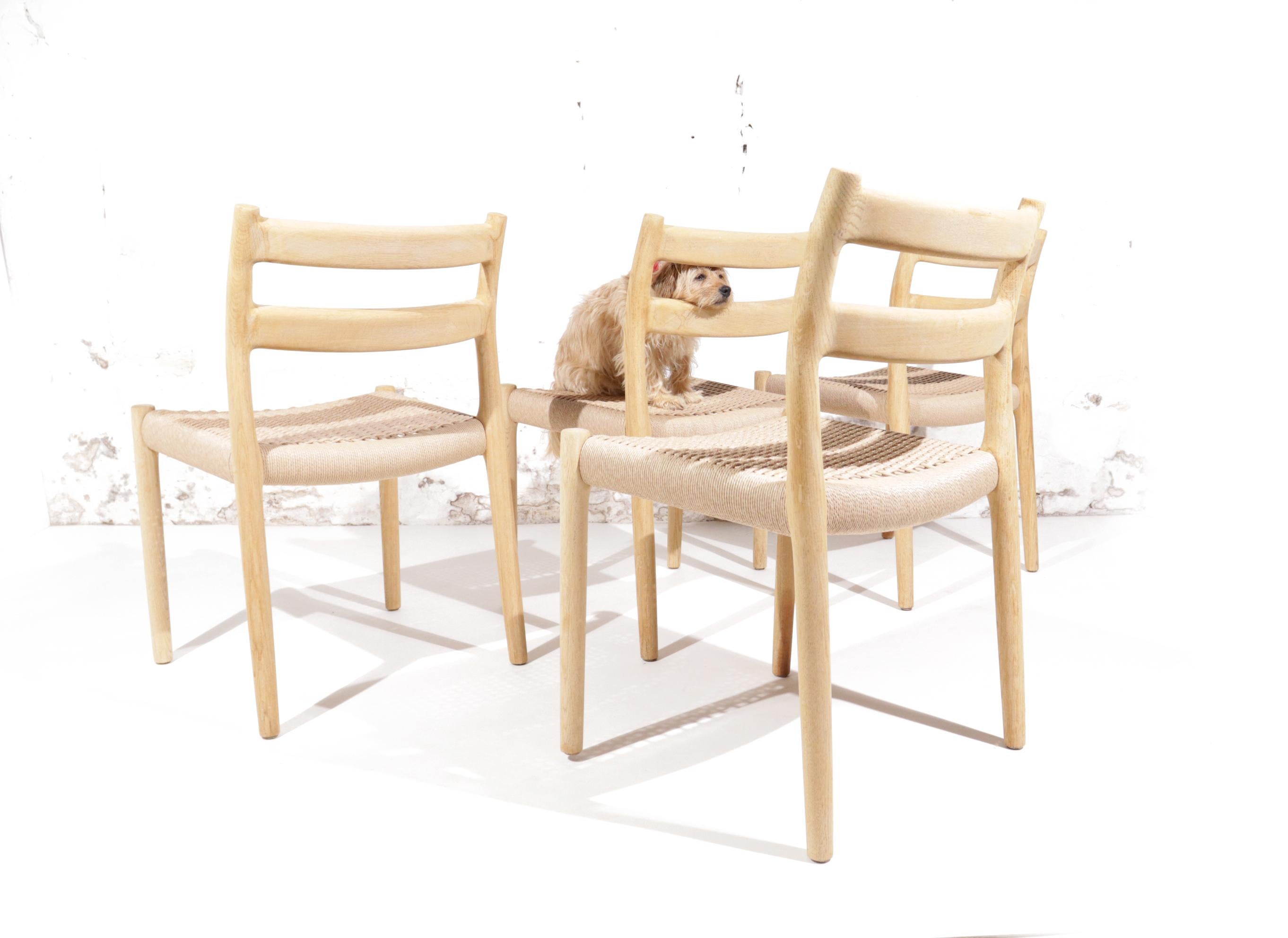 Late 20th Century Niels O. Møller Model 84 Soaped Oak Dining Chairs for J.L. Møllers